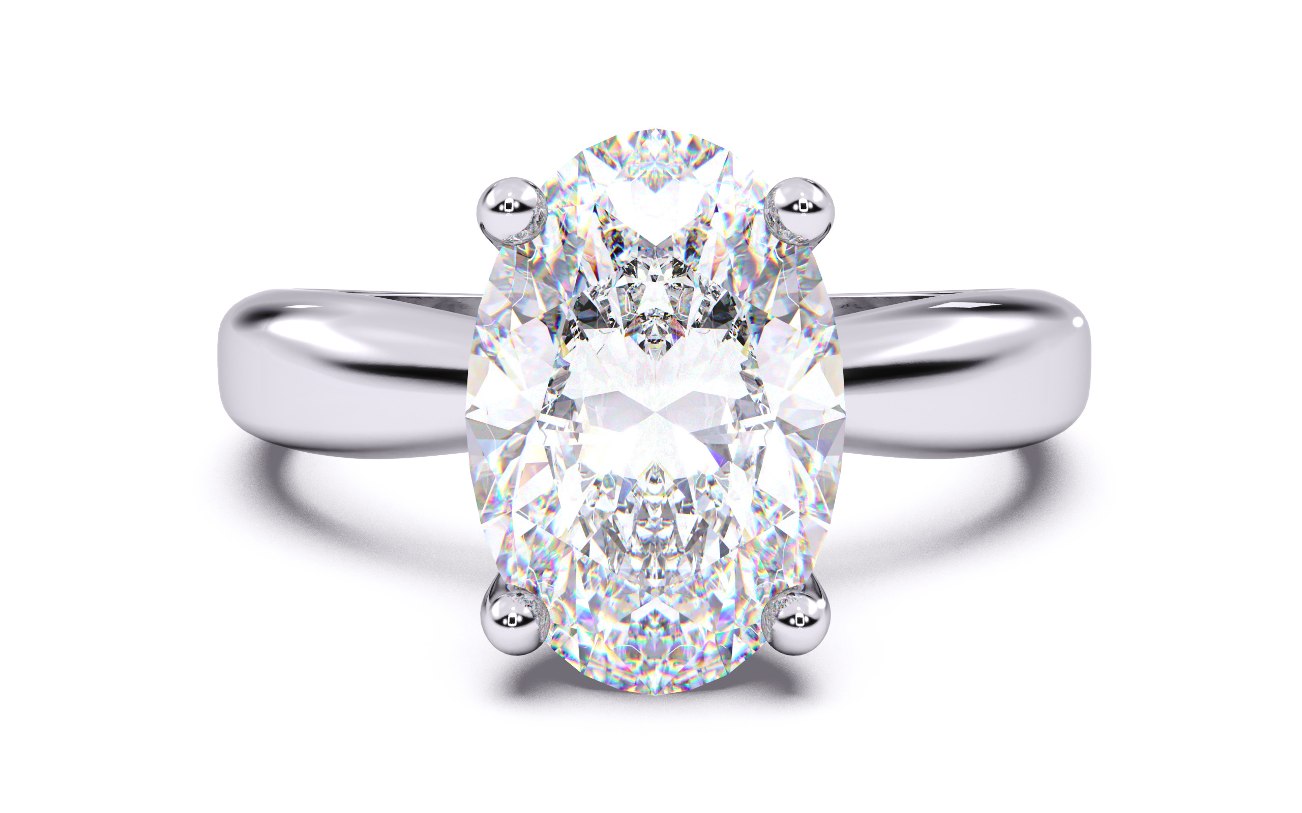 Oval Diamond Solitaire Ring 3D print model 3D print model_19