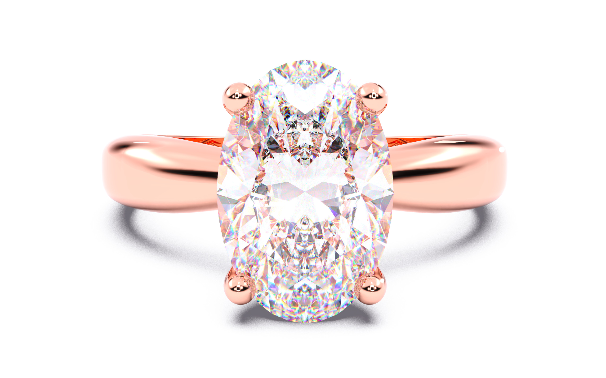 Oval Diamond Solitaire Ring 3D print model 3D print model_21