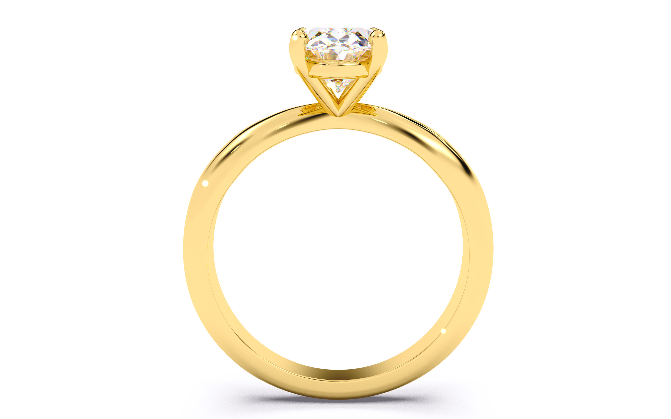 Oval Diamond Solitaire Ring 3D print model 3D print model_4