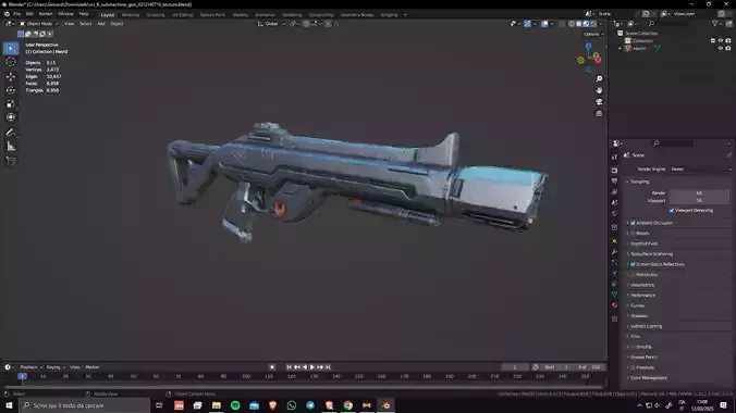 Sci-Fi SubMachine Gun 01 Low Poly Game Ready Asset
