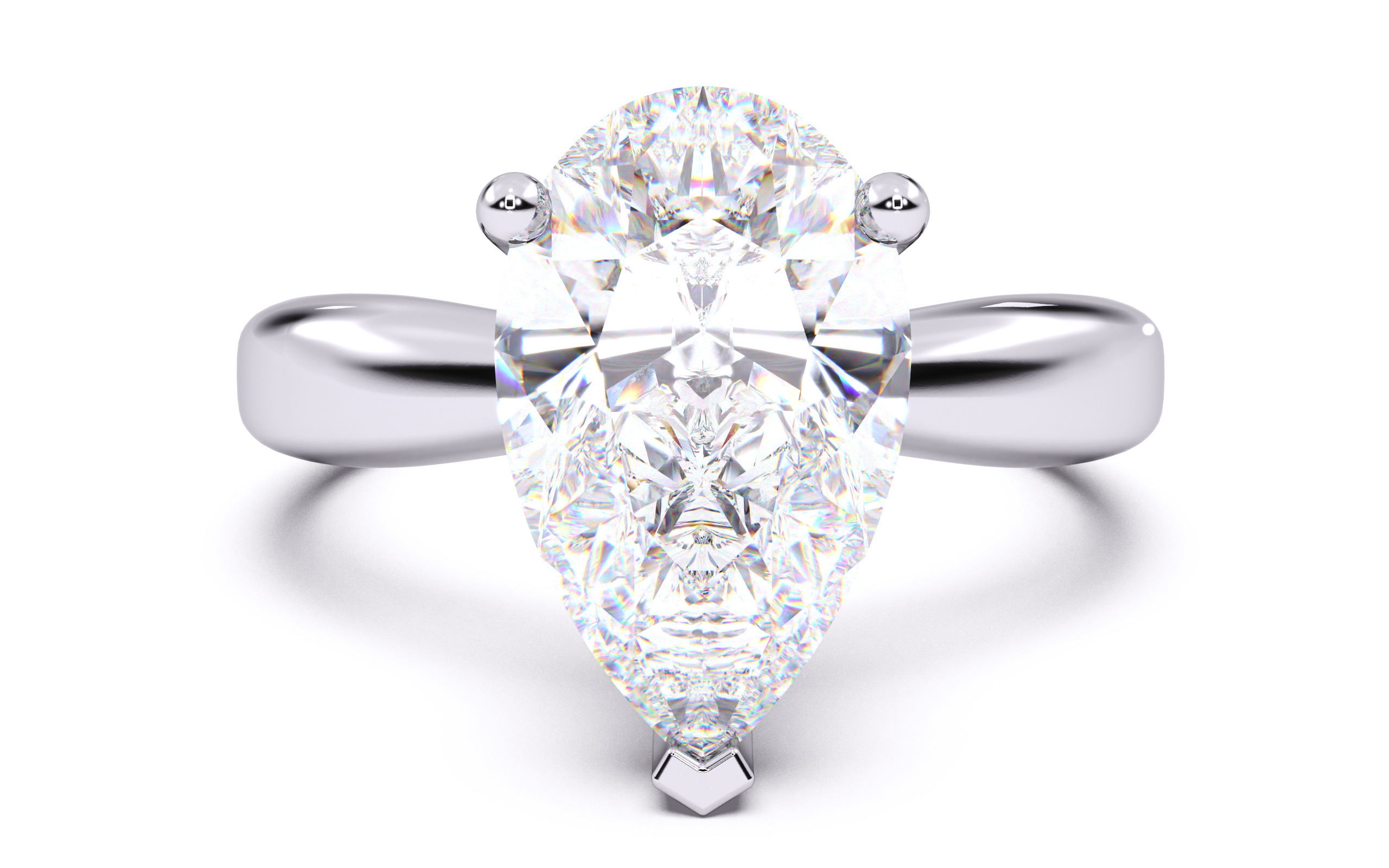 Pear Diamond Solitaire Ring 3D print model 3D print model_19