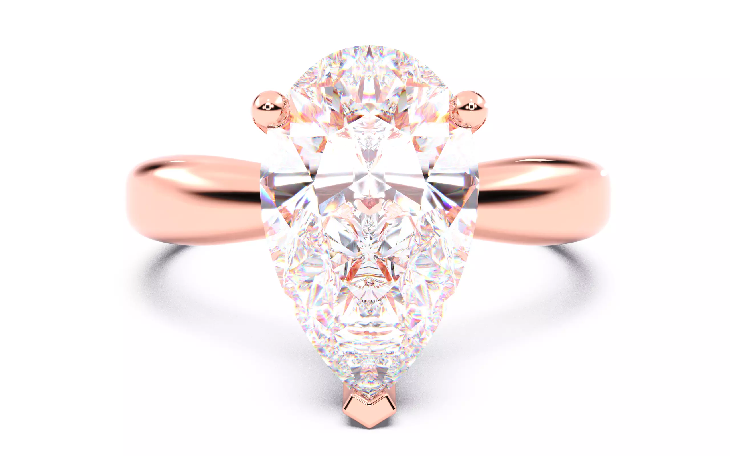 Pear Diamond Solitaire Ring 3D print model 3D print model_0