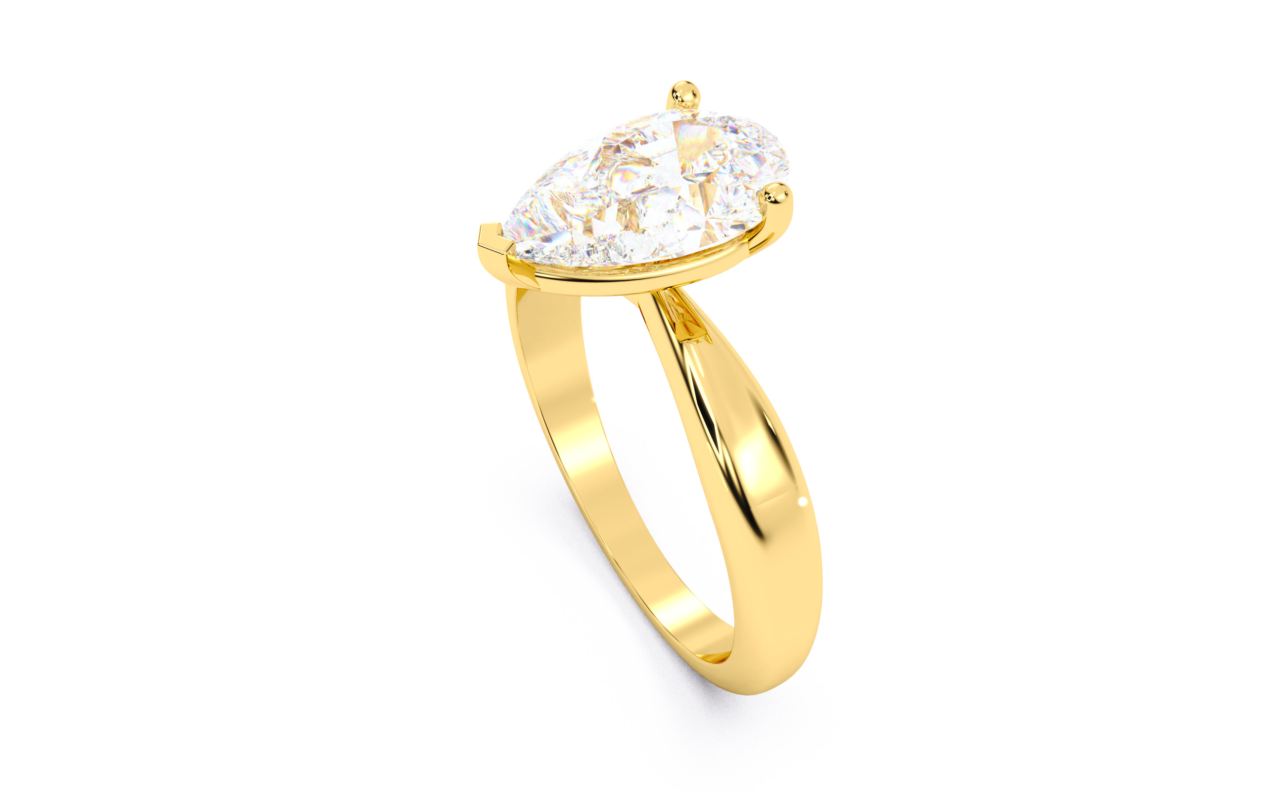 Pear Diamond Solitaire Ring 3D print model 3D print model_7