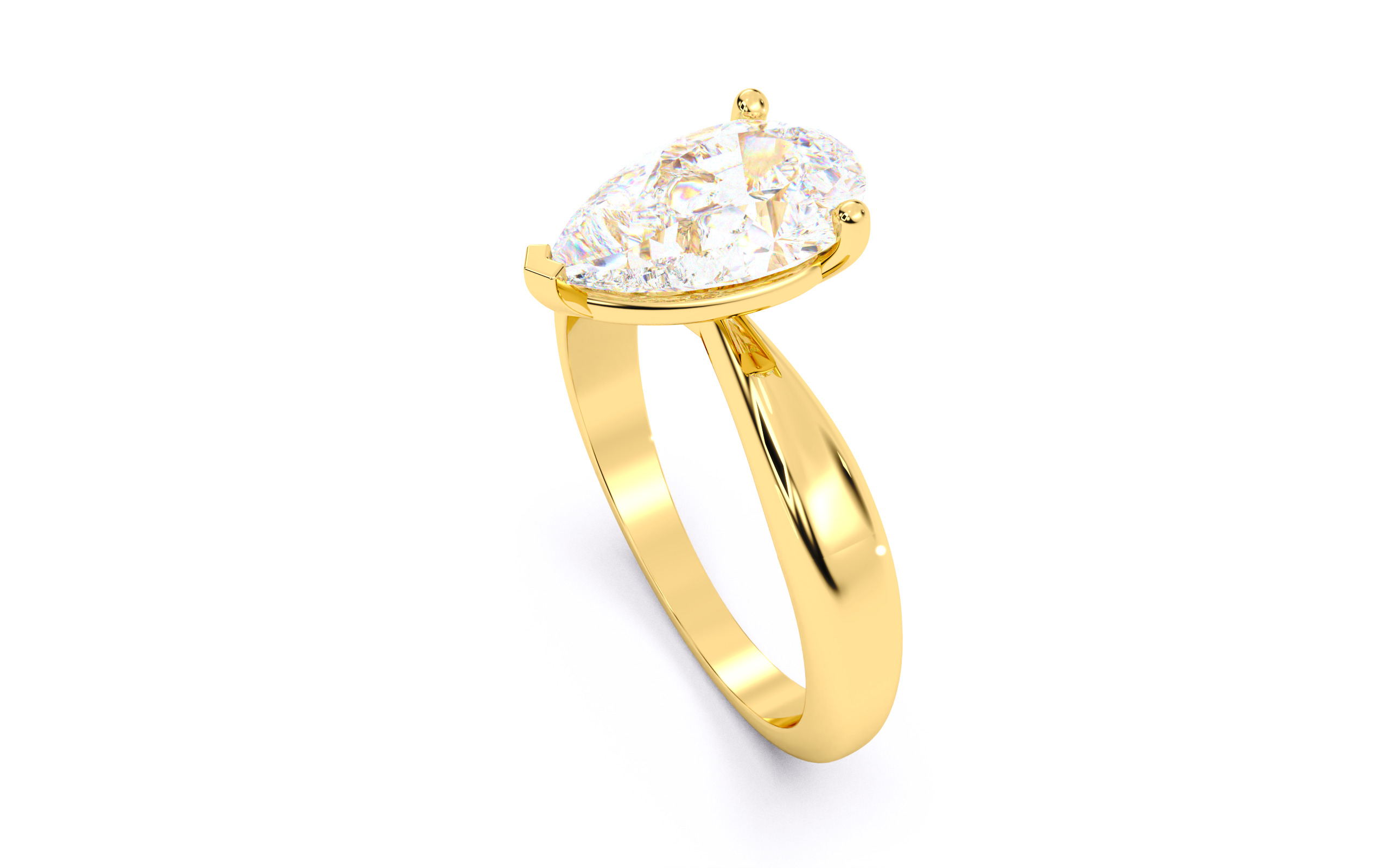 Pear Diamond Solitaire Ring 3D print model 3D print model_6