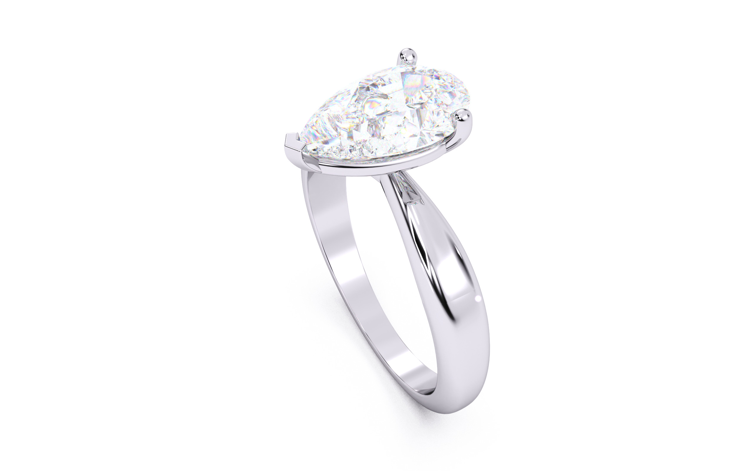 Pear Diamond Solitaire Ring 3D print model 3D print model_9