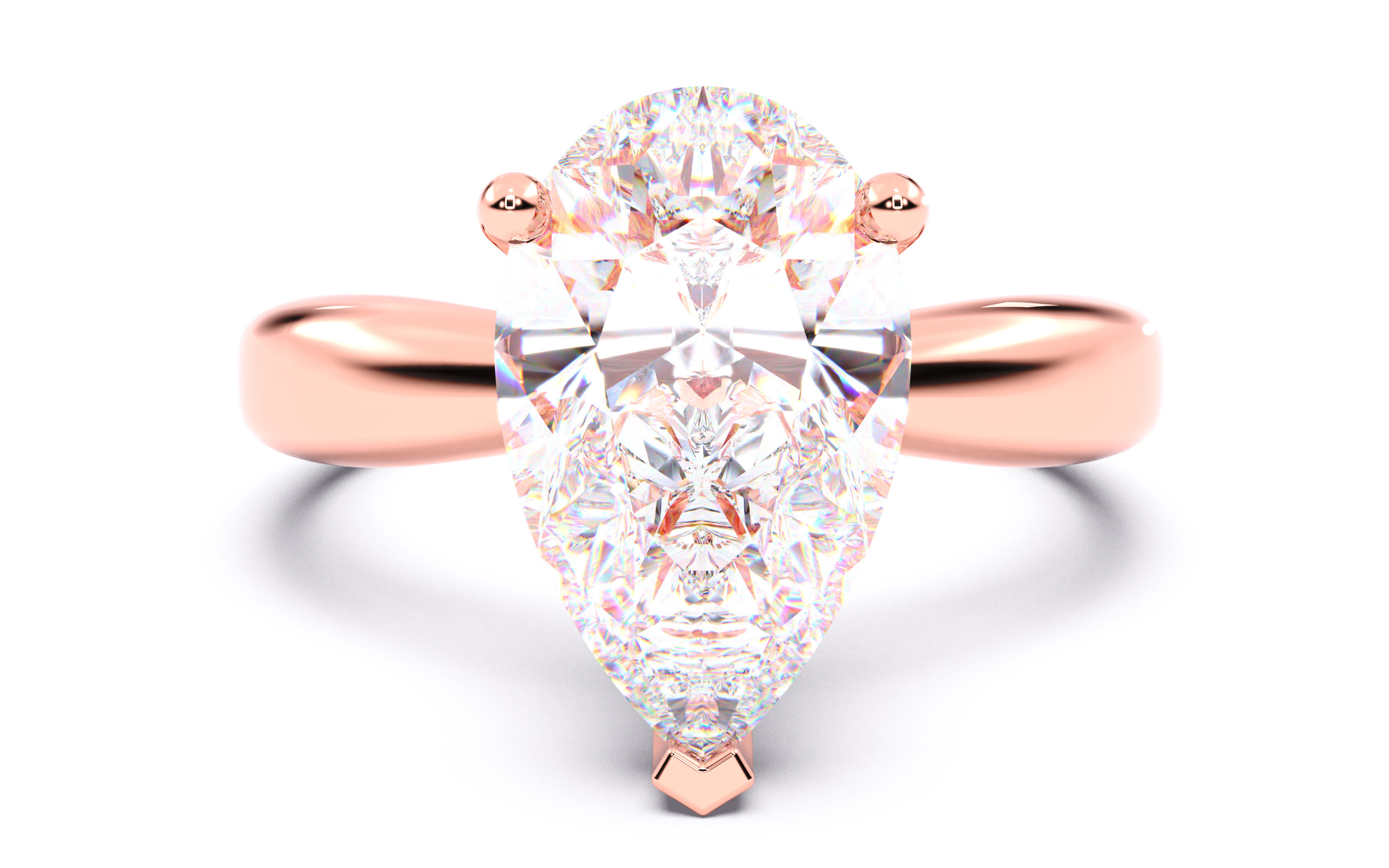 Pear Diamond Solitaire Ring 3D print model 3D print model_21