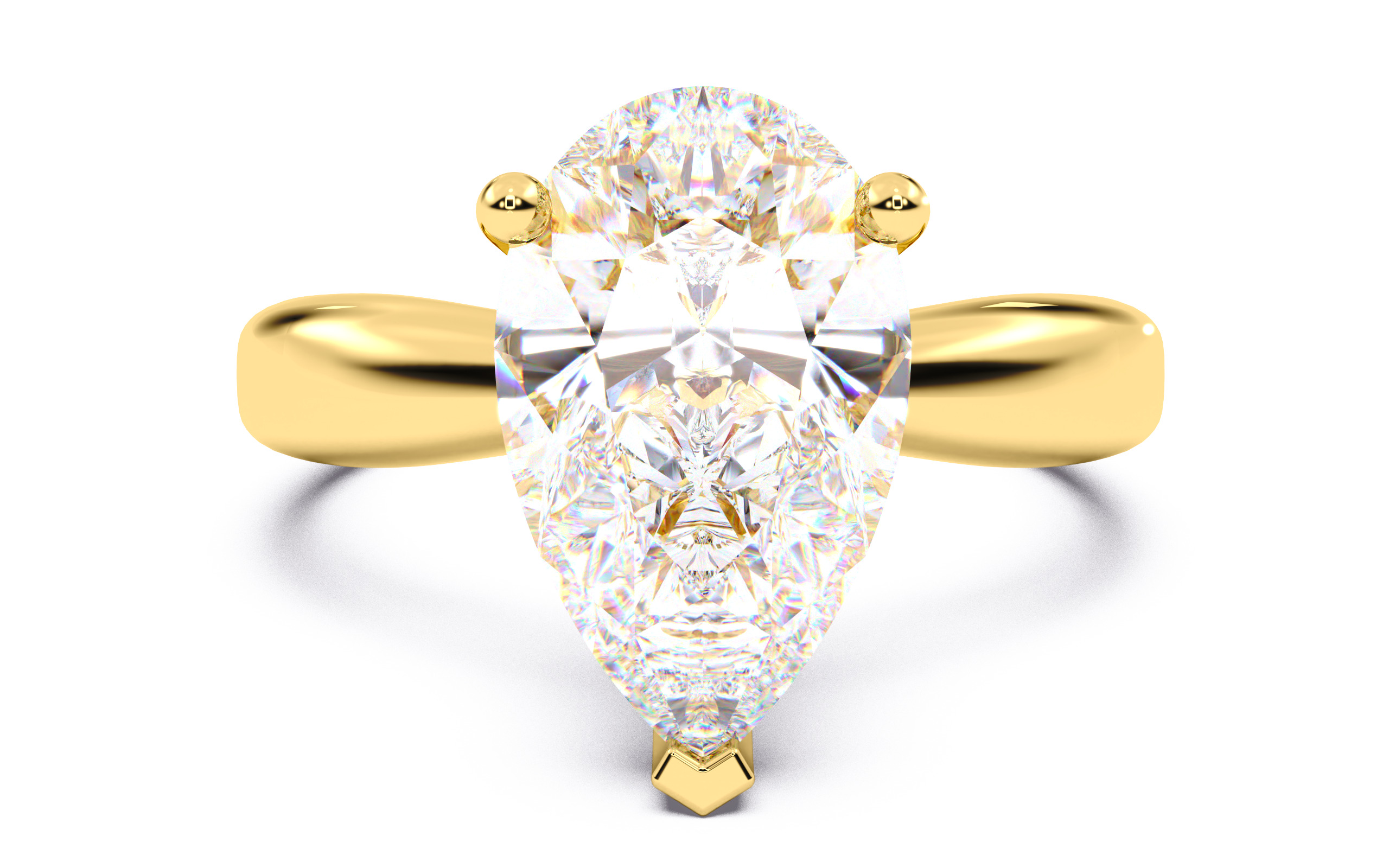 Pear Diamond Solitaire Ring 3D print model 3D print model_13