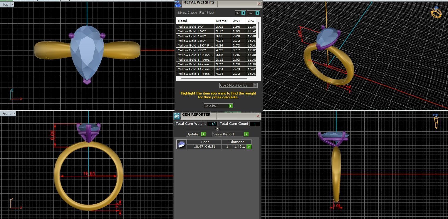 Pear Diamond Solitaire Ring 3D print model 3D print model_1