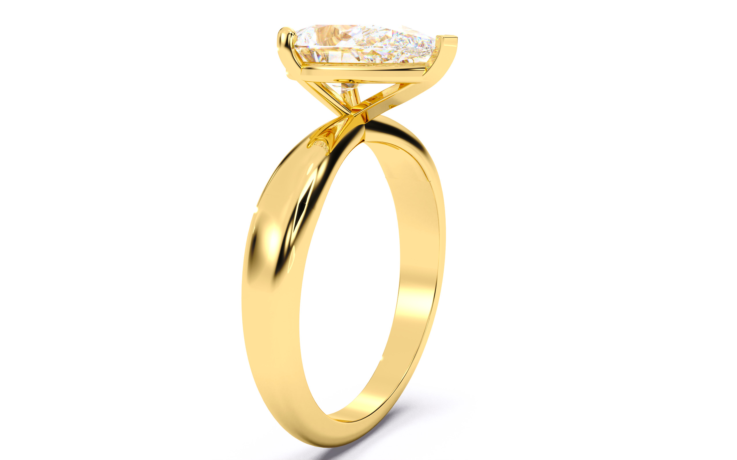 Pear Diamond Solitaire Ring 3D print model 3D print model_17