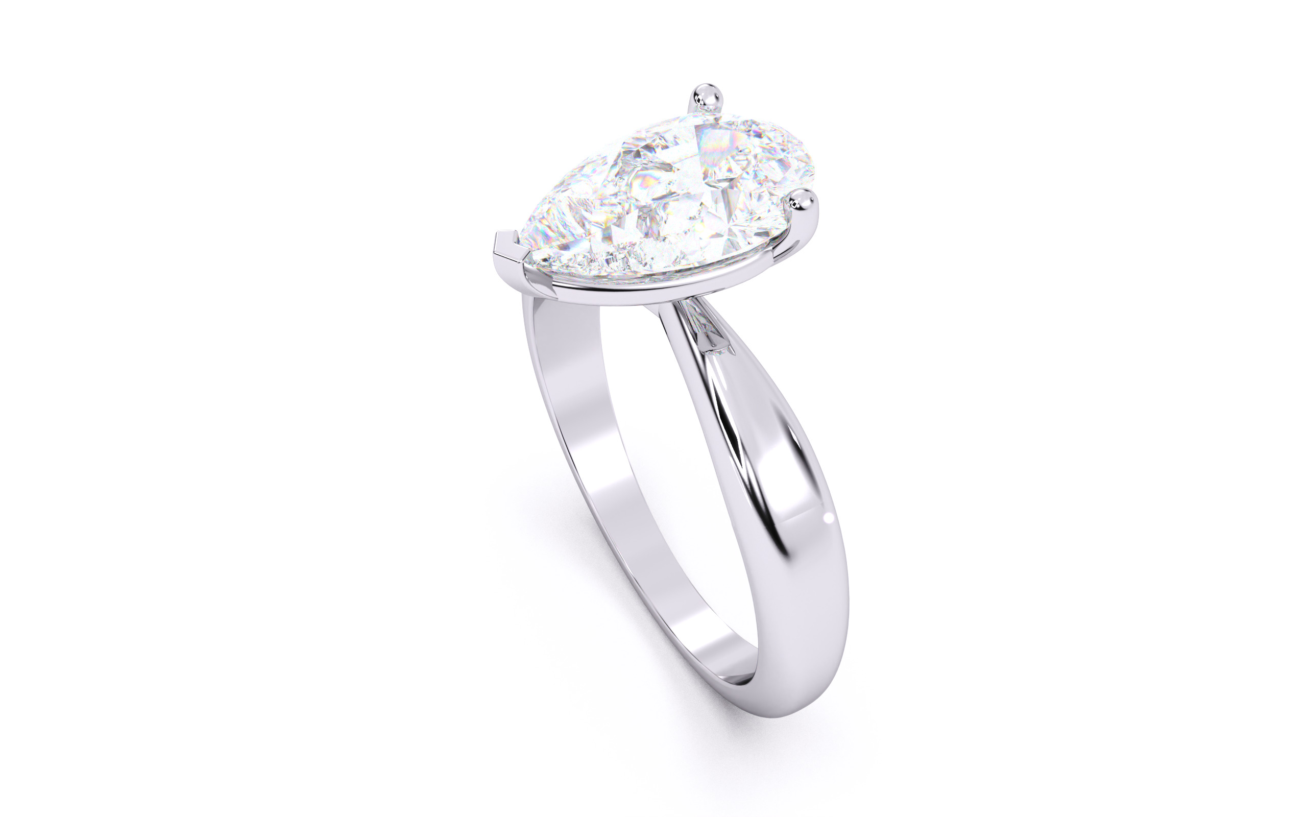 Pear Diamond Solitaire Ring 3D print model 3D print model_8