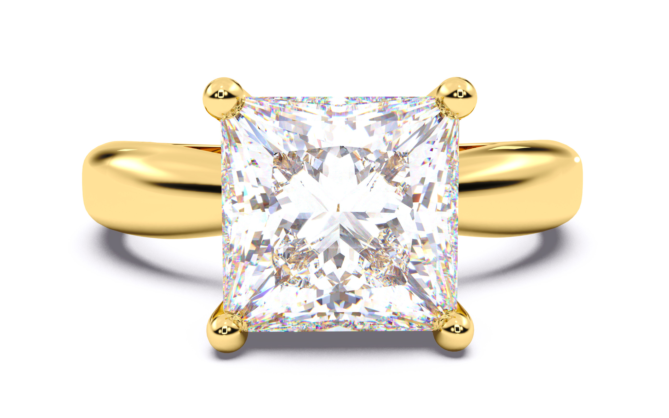 Princess Diamond Solitaire Ring 3D print model 3D print model_2