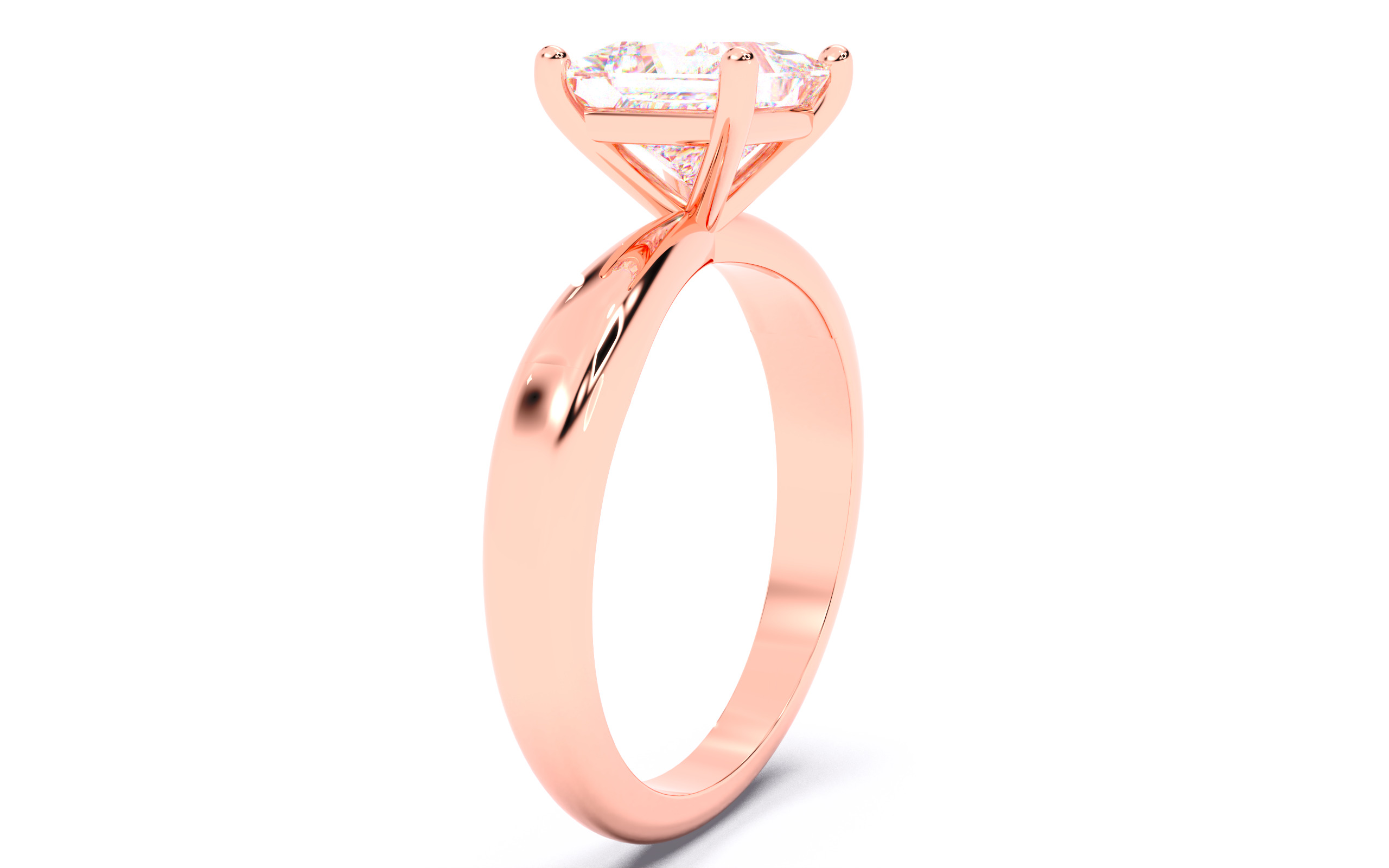 Princess Diamond Solitaire Ring 3D print model 3D print model_12