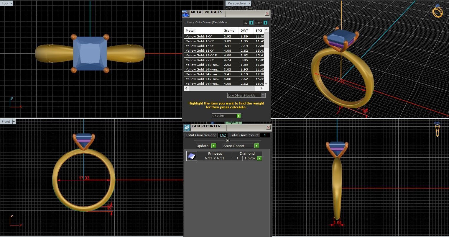 Princess Diamond Solitaire Ring 3D print model 3D print model_25