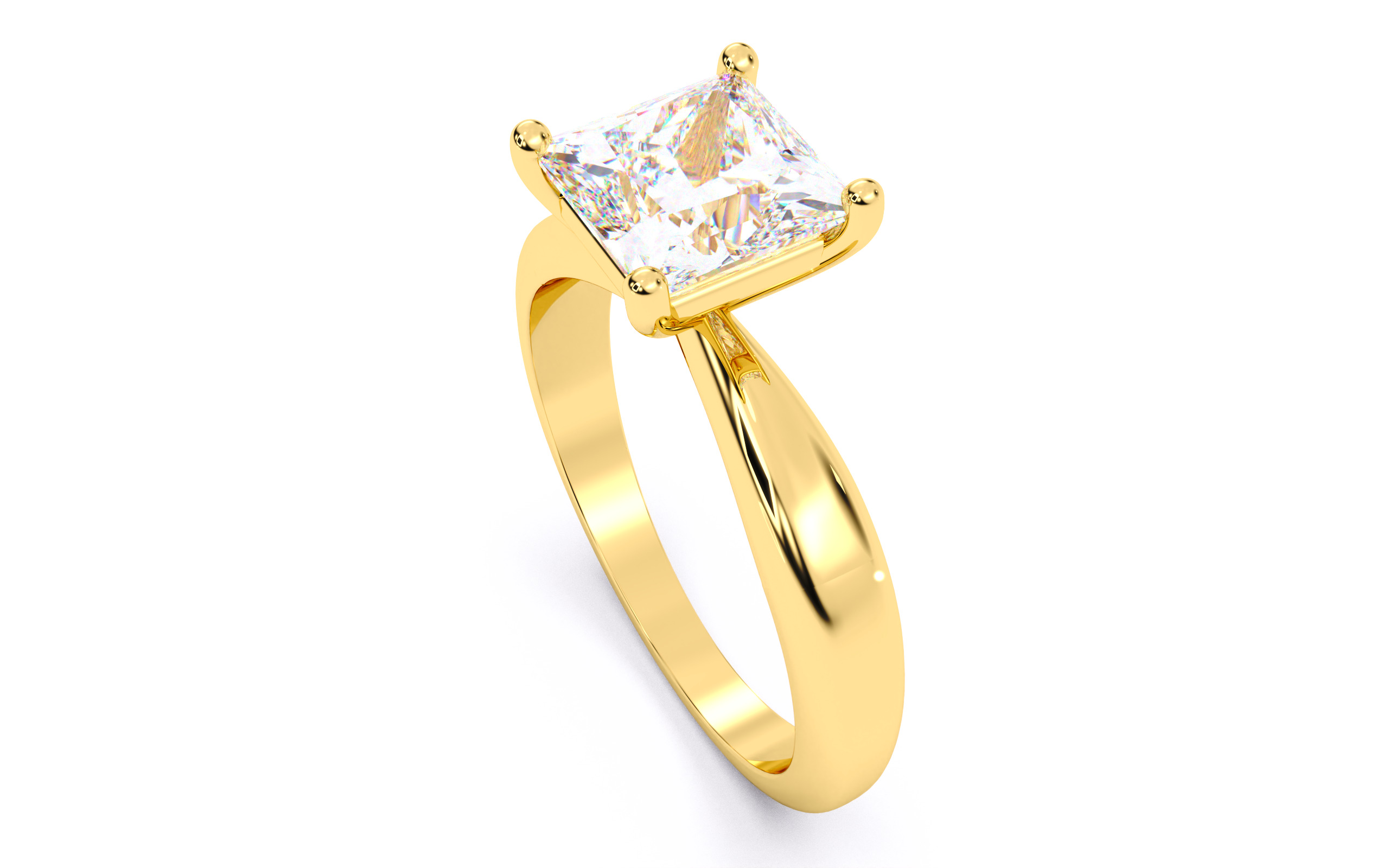 Princess Diamond Solitaire Ring 3D print model 3D print model_6