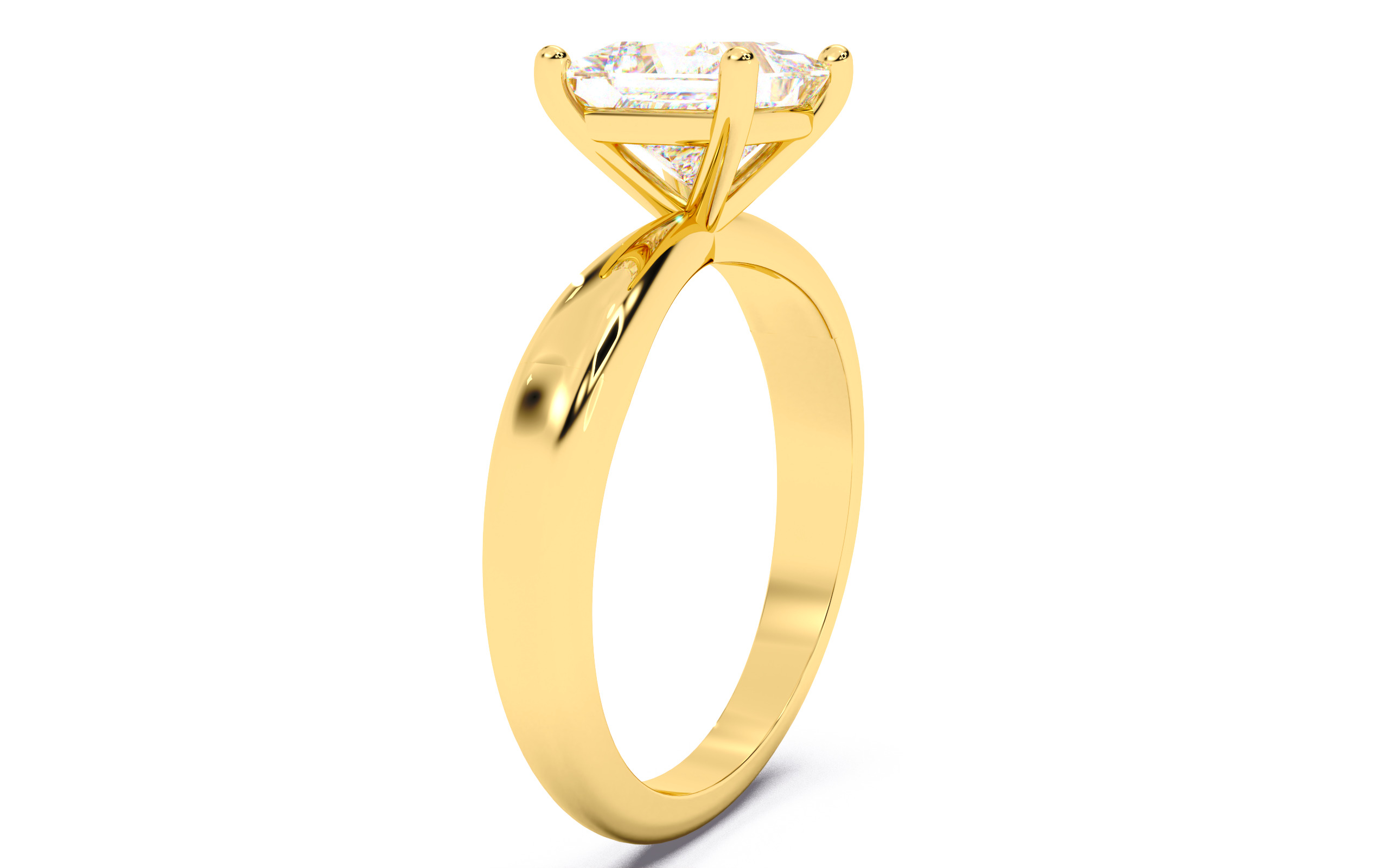 Princess Diamond Solitaire Ring 3D print model 3D print model_18