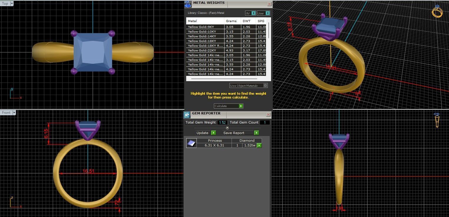 Princess Diamond Solitaire Ring 3D print model 3D print model_1
