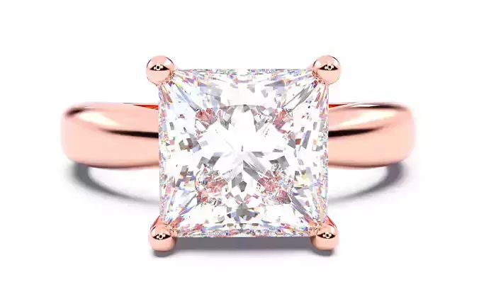 Princess Diamond Solitaire Ring 3D print model 3D print model