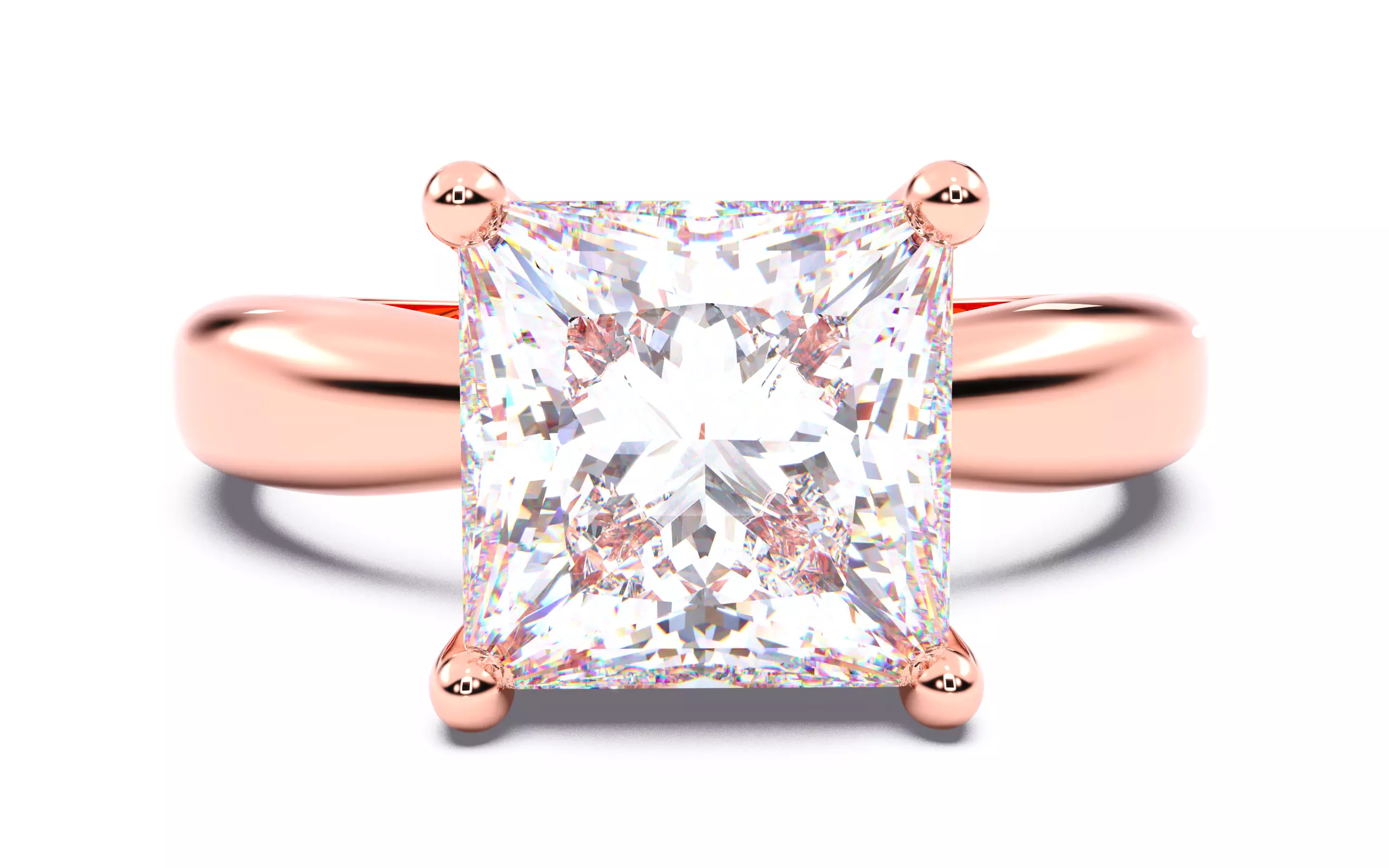 Princess Diamond Solitaire Ring 3D print model 3D print model_0