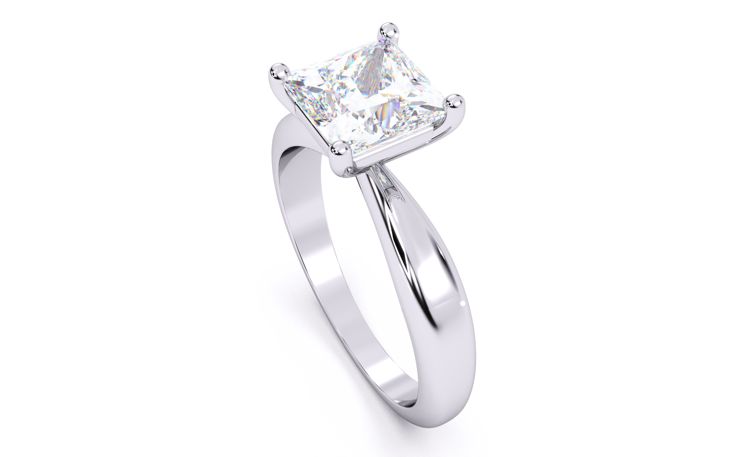 Princess Diamond Solitaire Ring 3D print model 3D print model_8