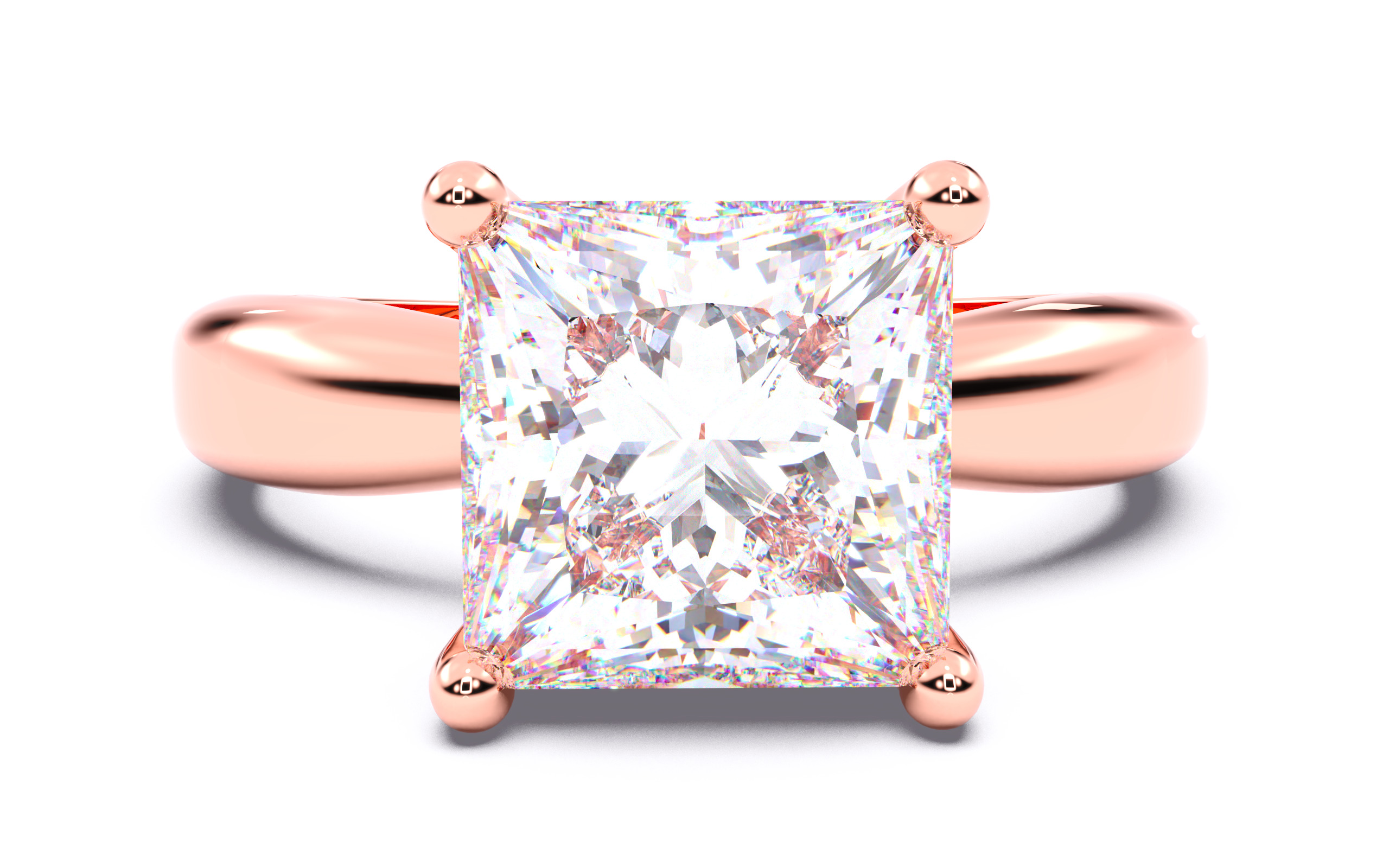 Princess Diamond Solitaire Ring 3D print model 3D print model_21