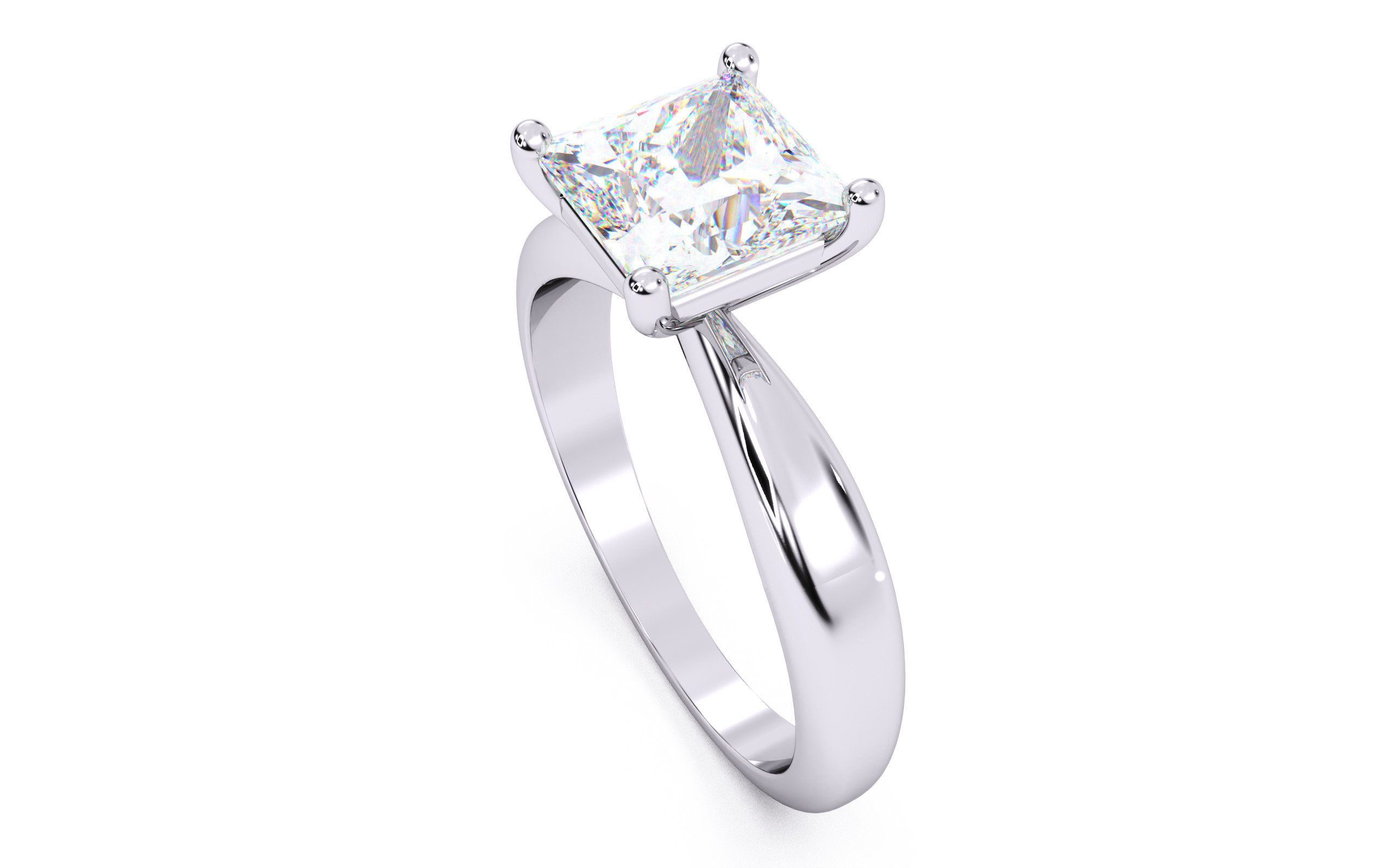 Princess Diamond Solitaire Ring 3D print model 3D print model_9