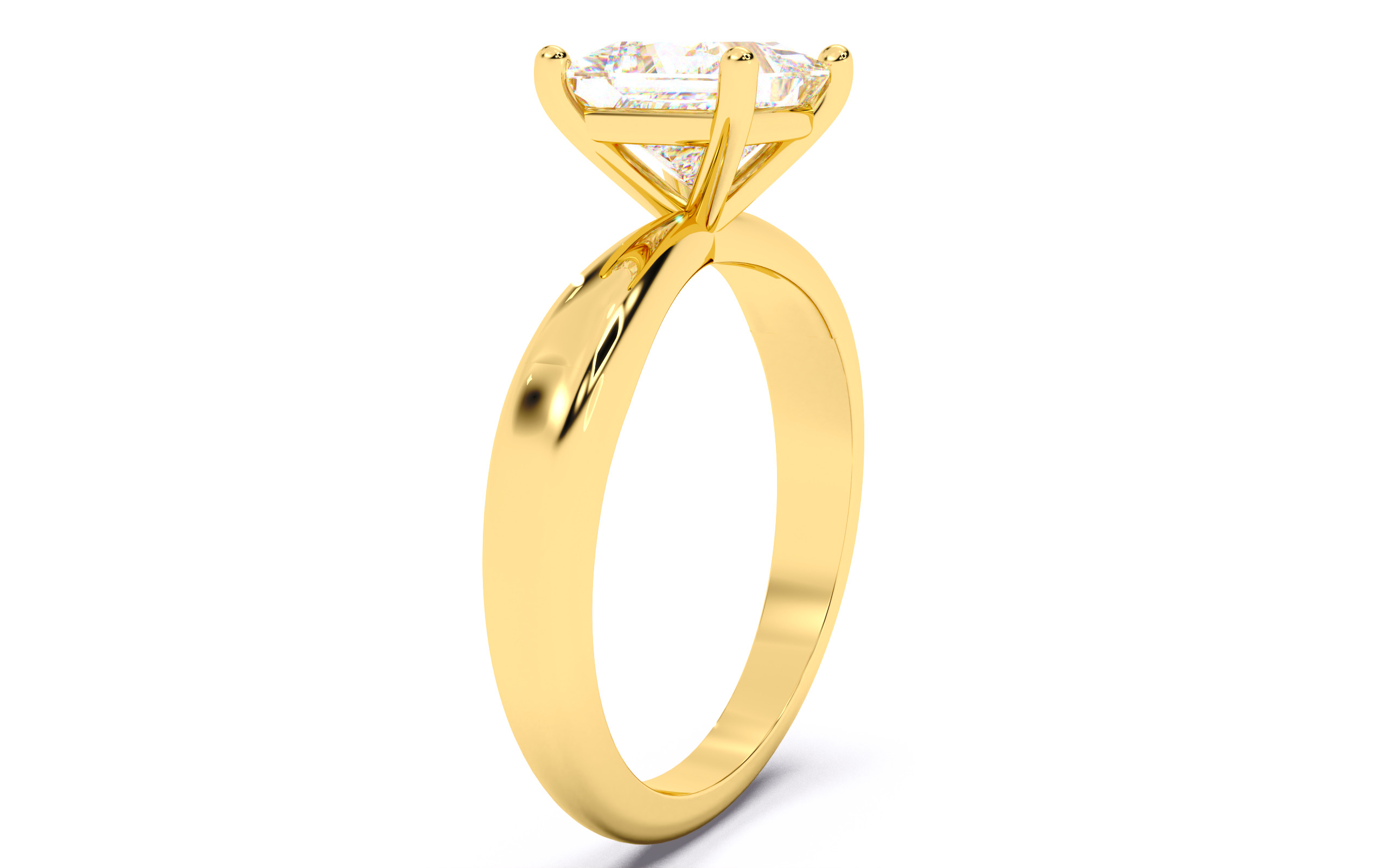 Princess Diamond Solitaire Ring 3D print model 3D print model_17