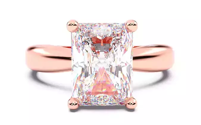 Radiant Diamond Solitaire Ring 3D print model 3D print model