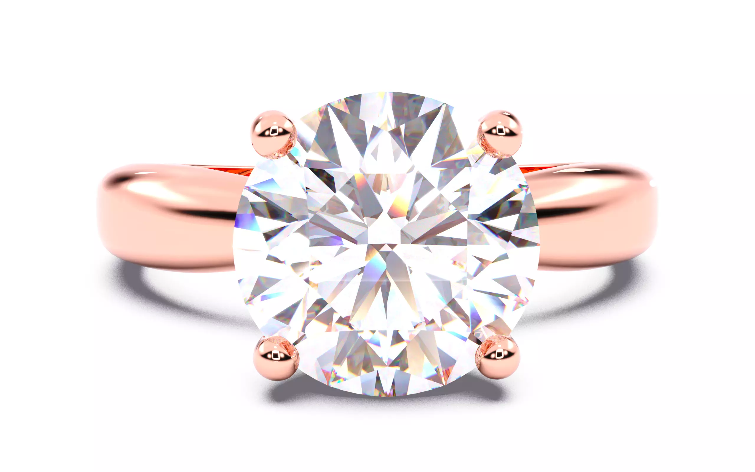 Round Diamond Solitaire Ring 3D print model 3D print model_0