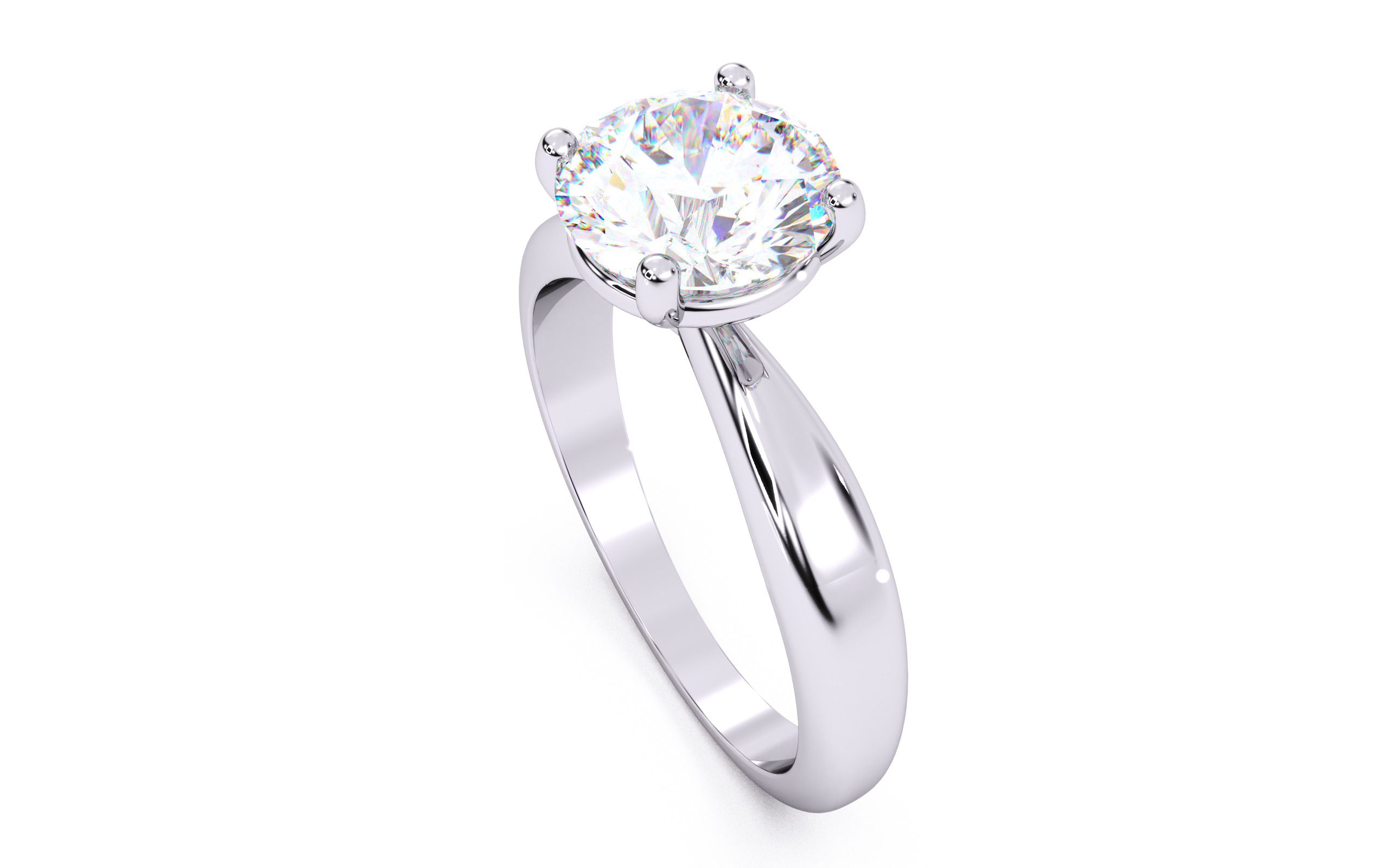 Round Diamond Solitaire Ring 3D print model 3D print model_9