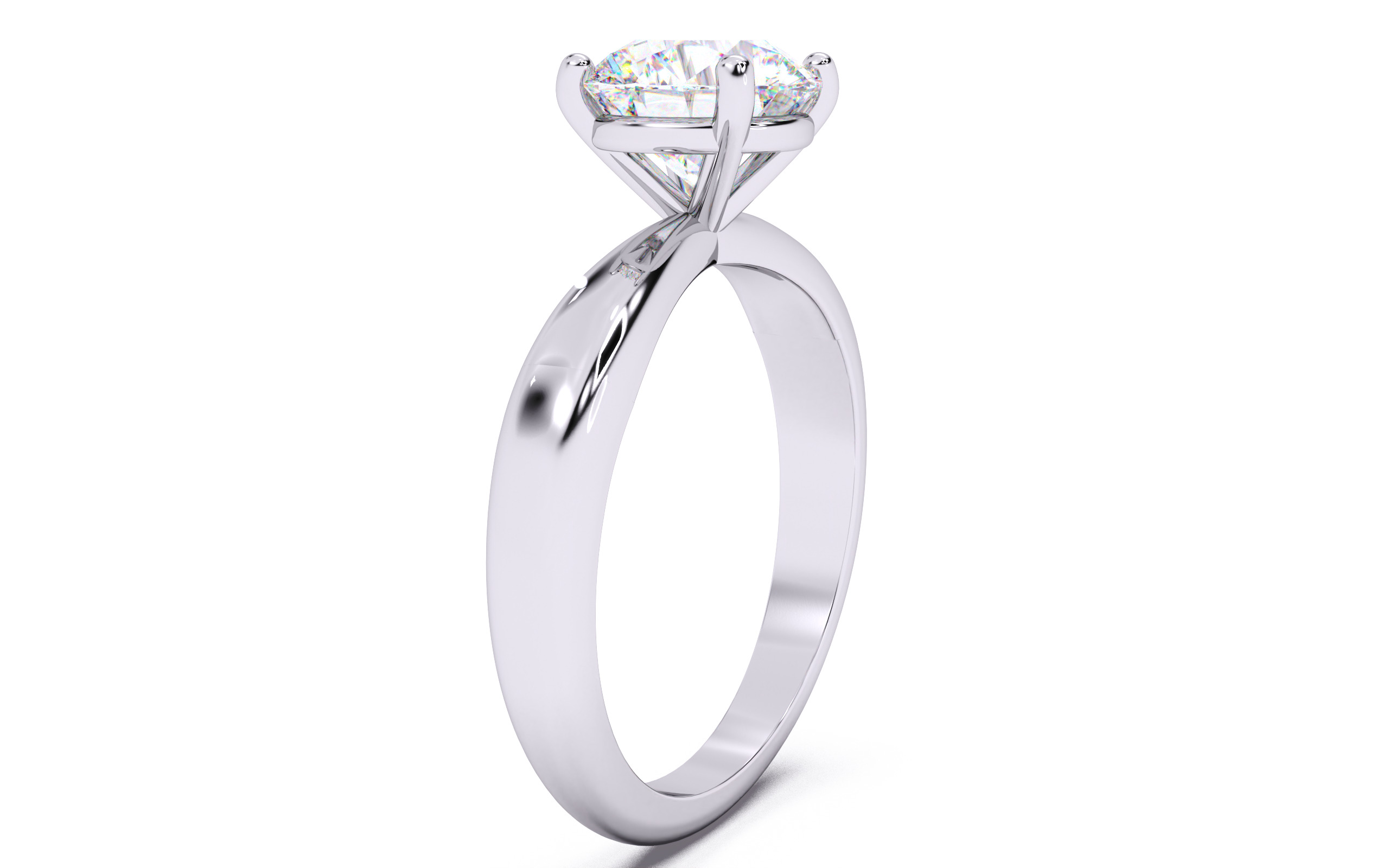 Round Diamond Solitaire Ring 3D print model 3D print model_16