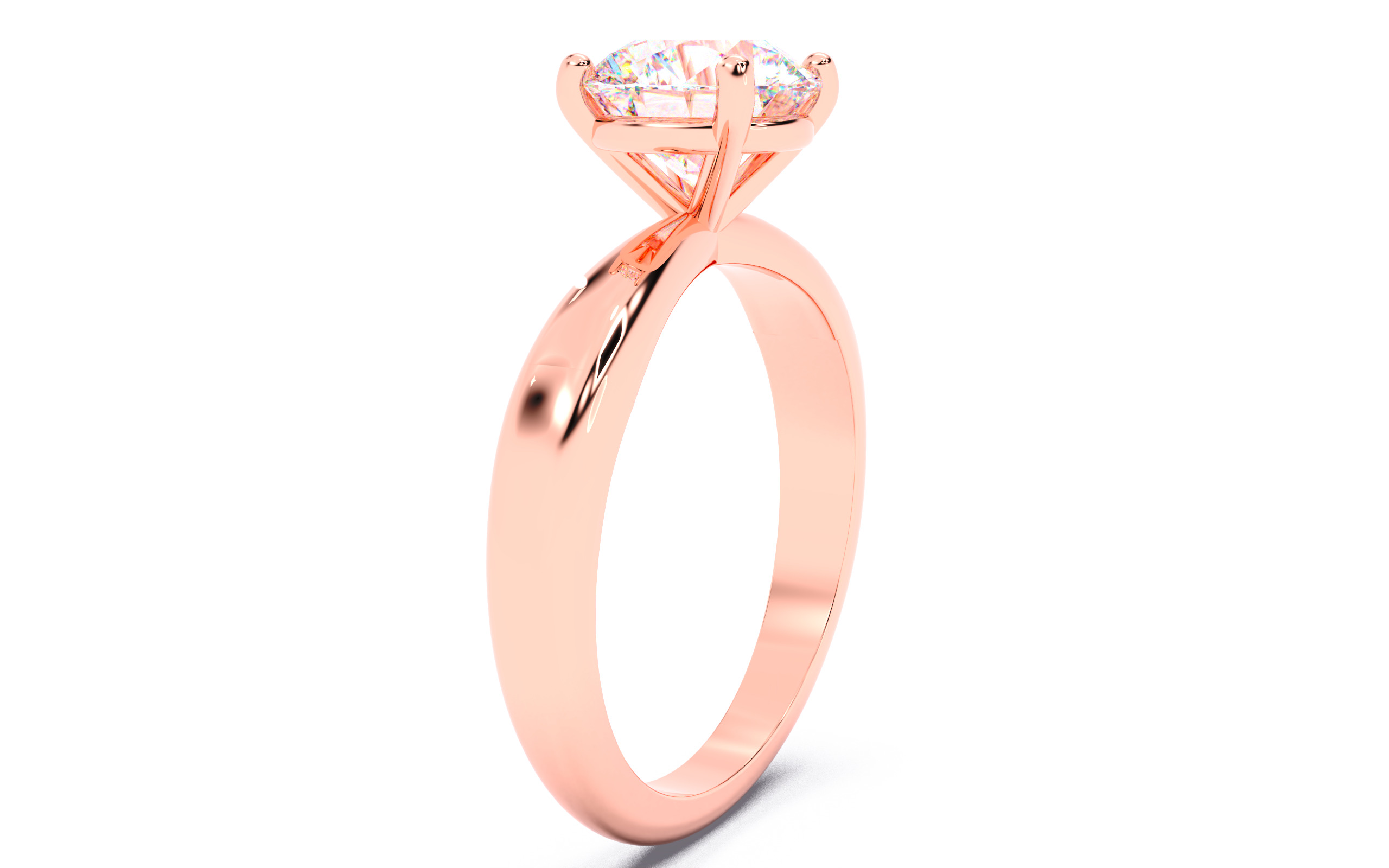 Round Diamond Solitaire Ring 3D print model 3D print model_14