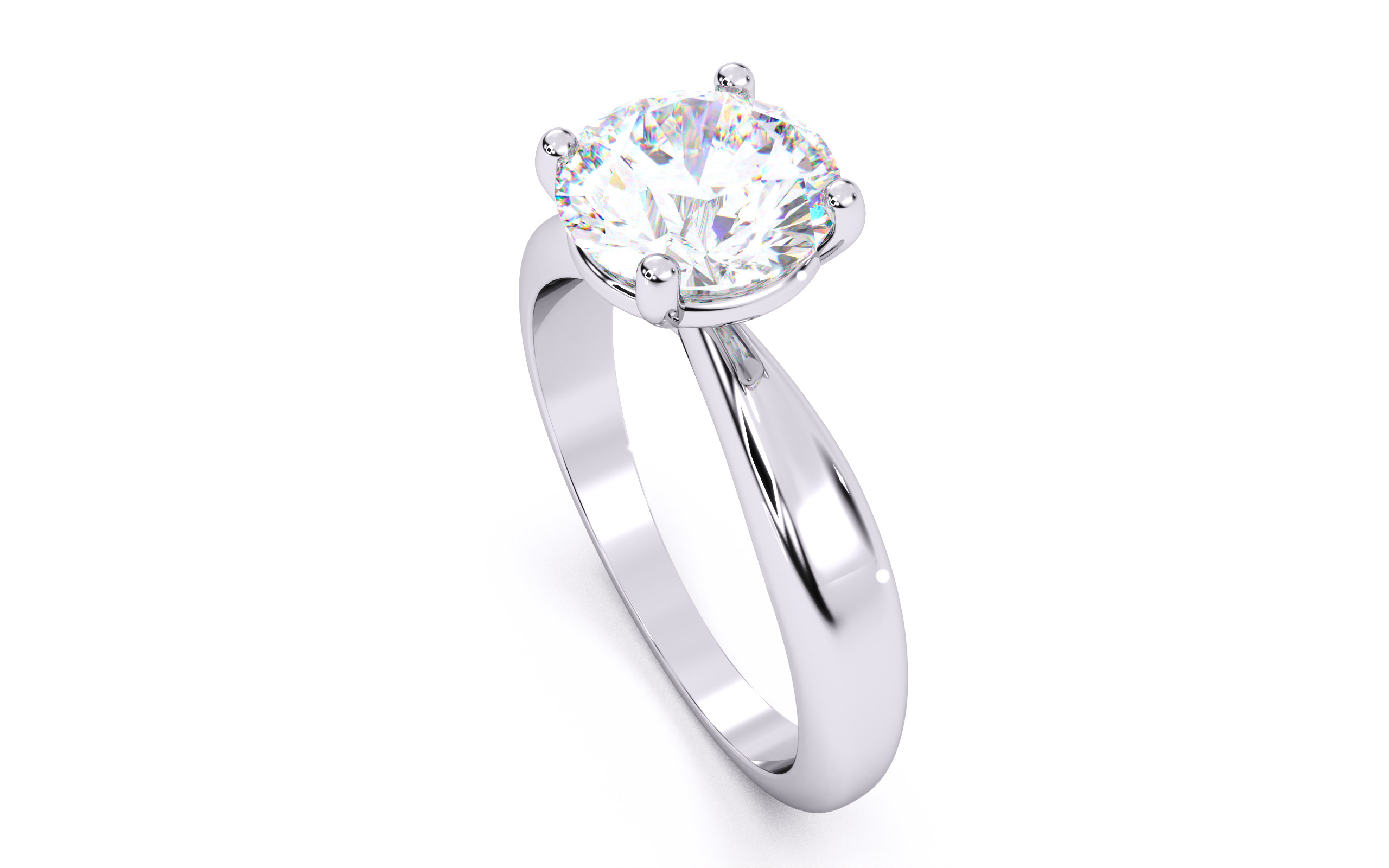 Round Diamond Solitaire Ring 3D print model 3D print model_8