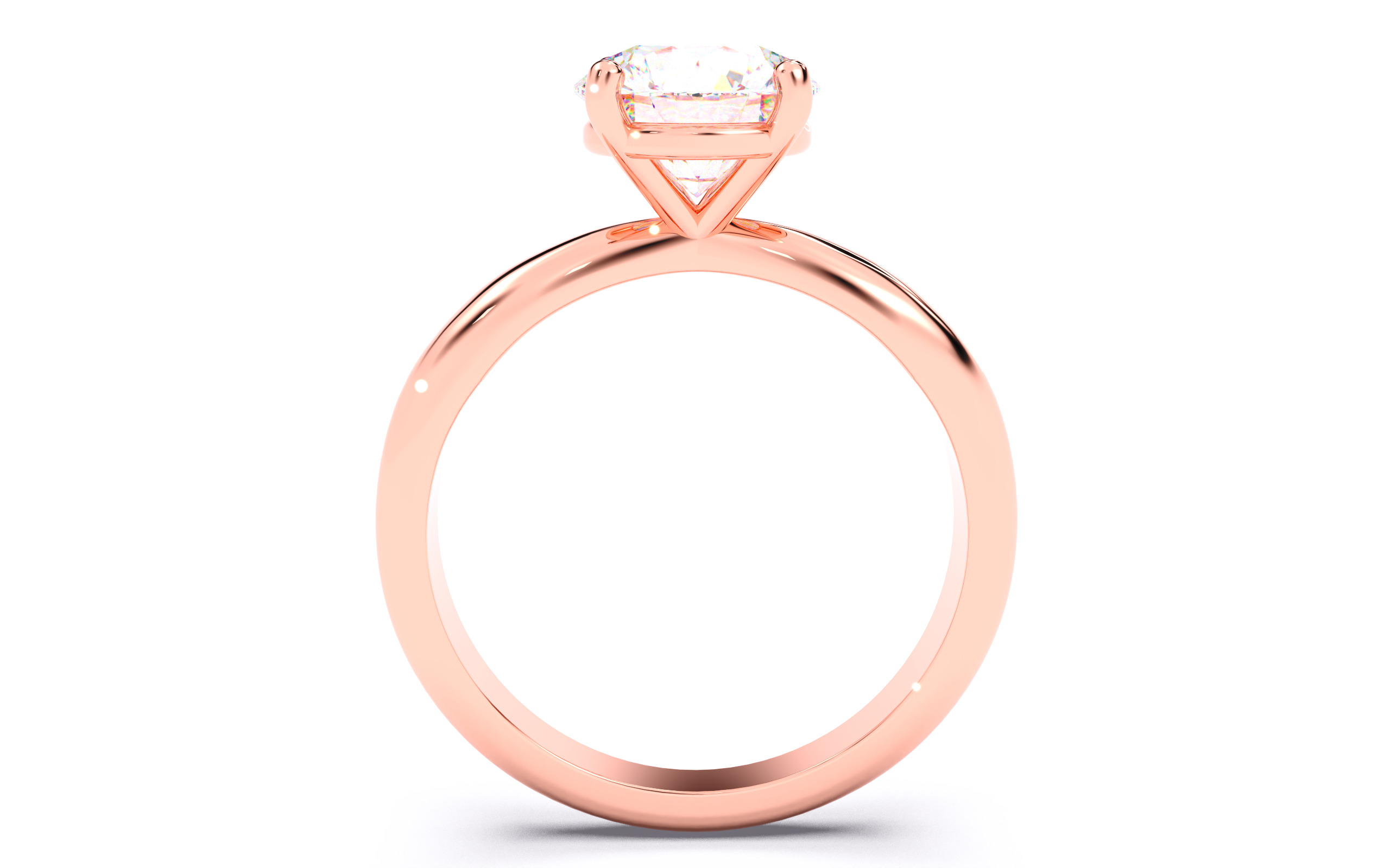 Round Diamond Solitaire Ring 3D print model 3D print model_22