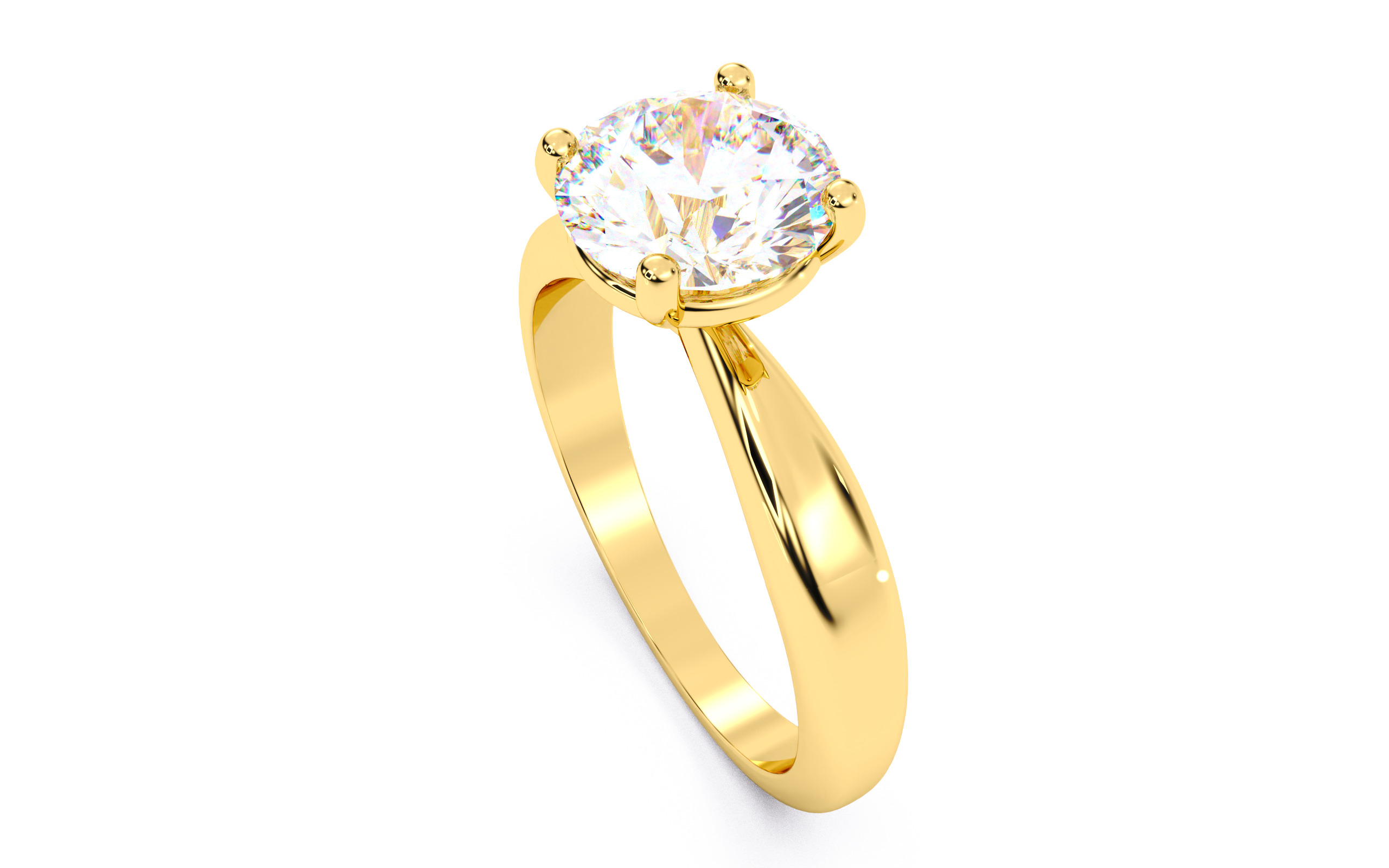 Round Diamond Solitaire Ring 3D print model 3D print model_7