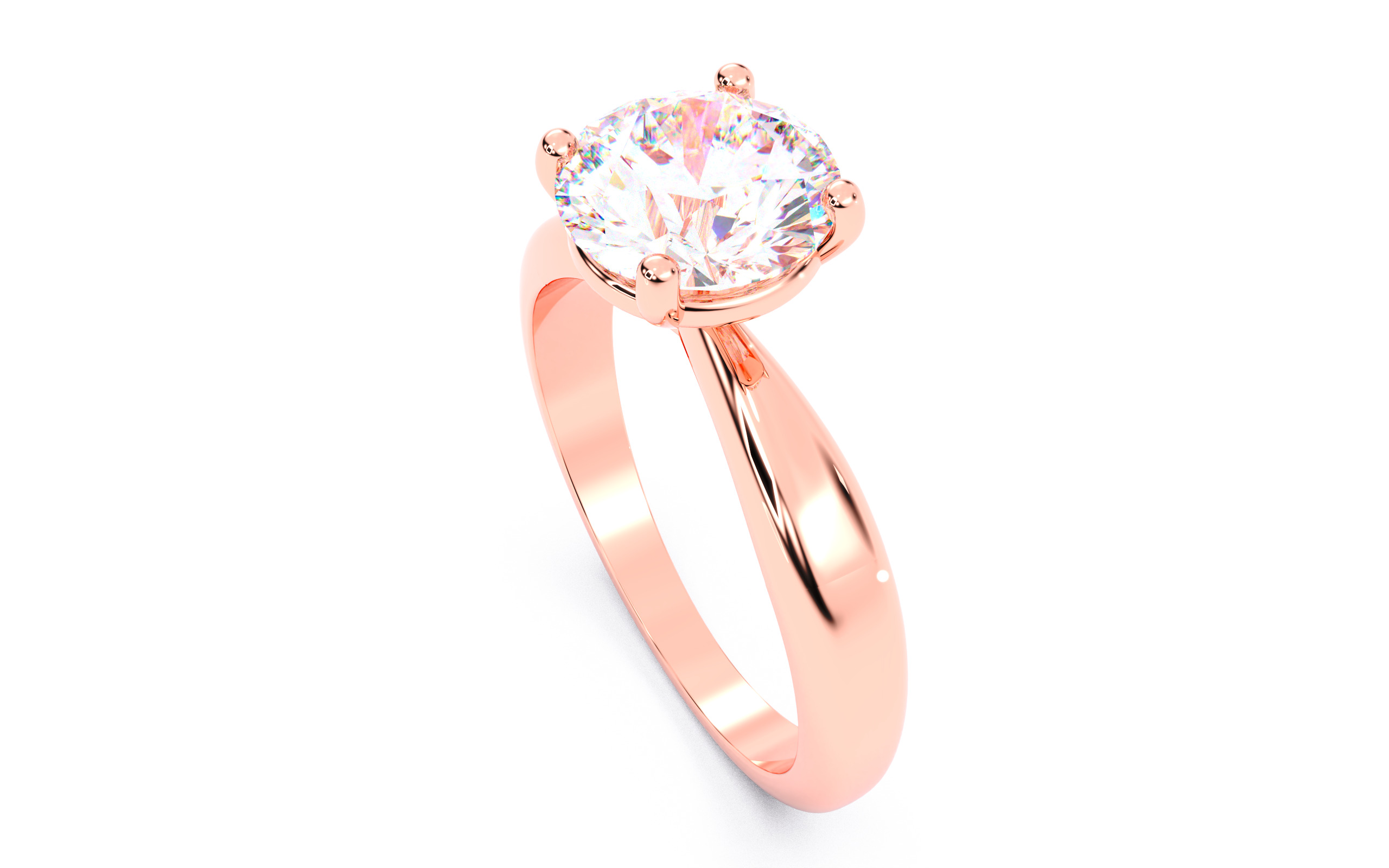 Round Diamond Solitaire Ring 3D print model 3D print model_11