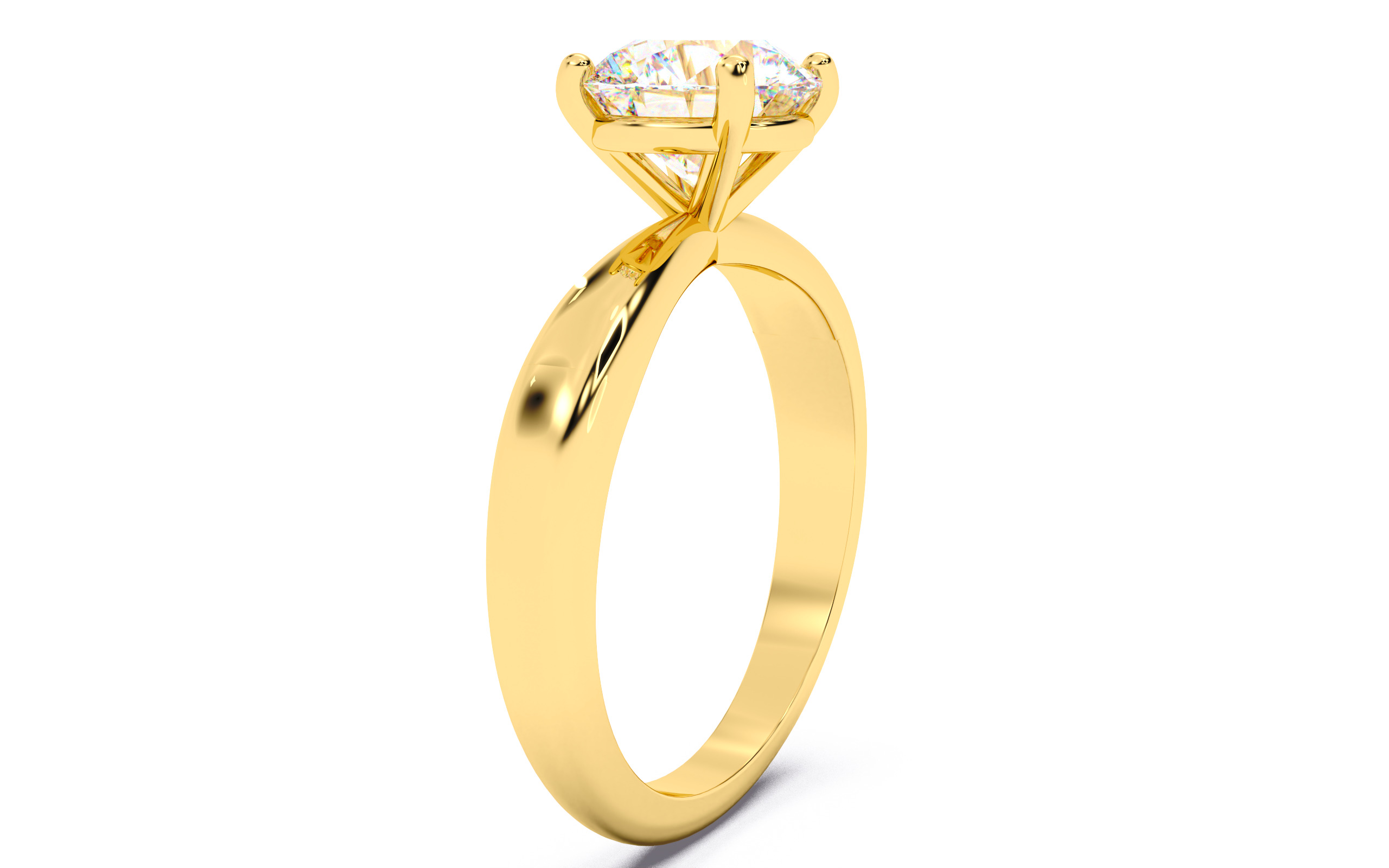 Round Diamond Solitaire Ring 3D print model 3D print model_18