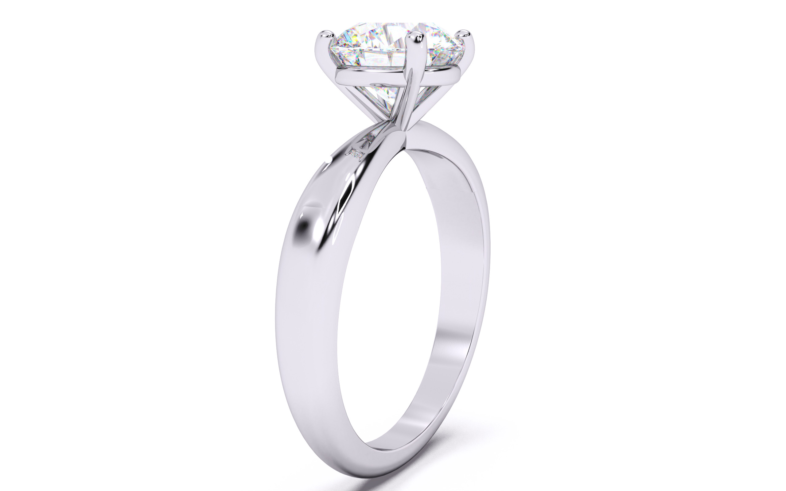 Round Diamond Solitaire Ring 3D print model 3D print model_15