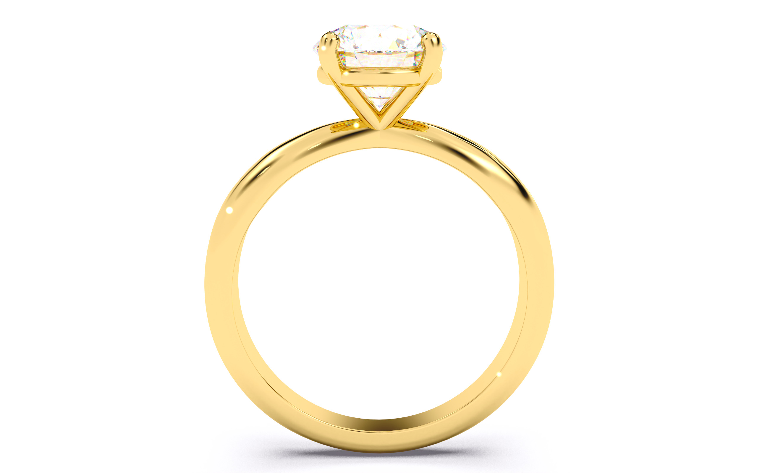 Round Diamond Solitaire Ring 3D print model 3D print model_4