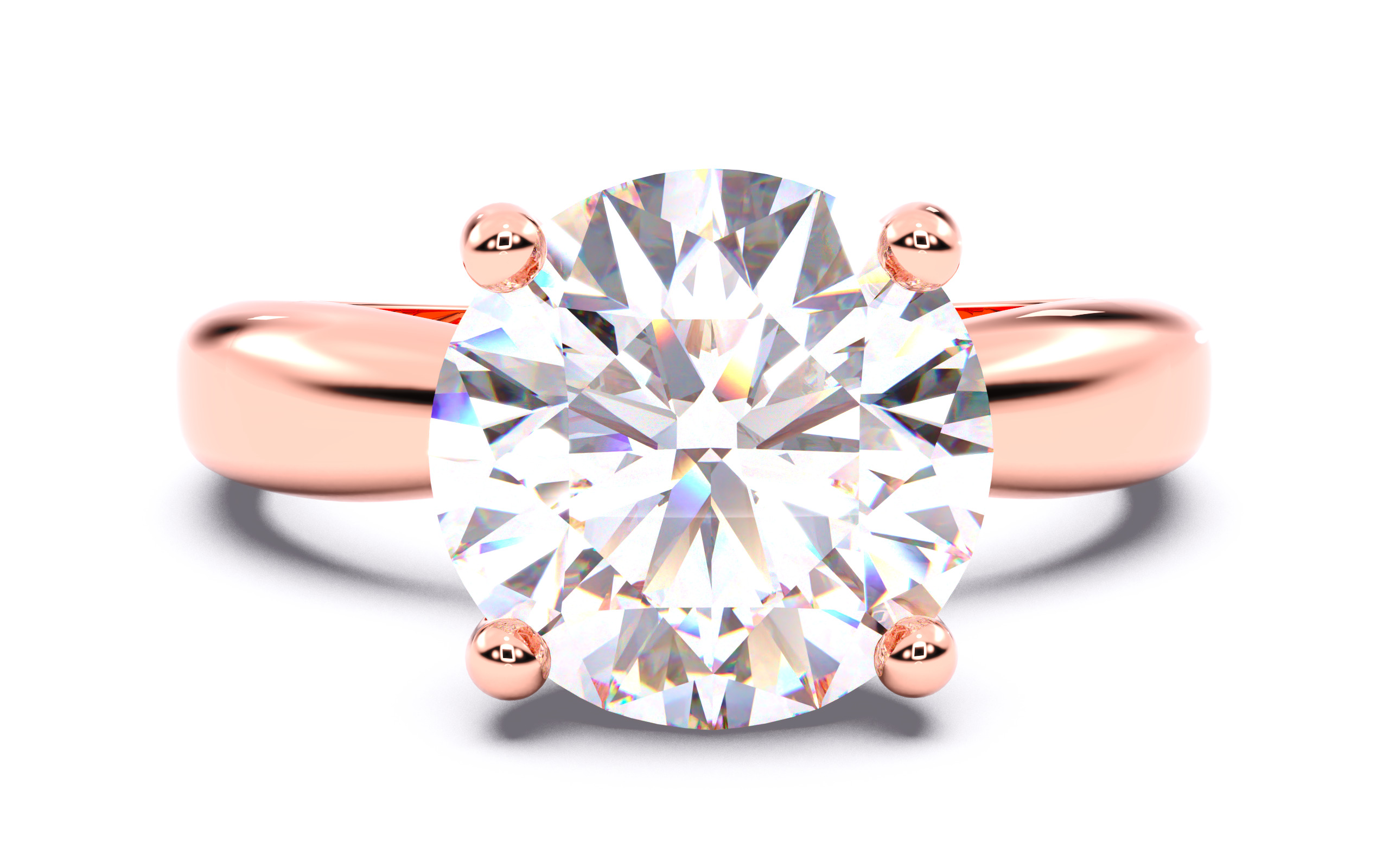 Round Diamond Solitaire Ring 3D print model 3D print model_21
