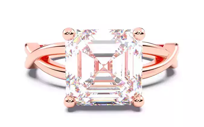 Asscher Diamond Solitaire Ring 3D print model 3D print model