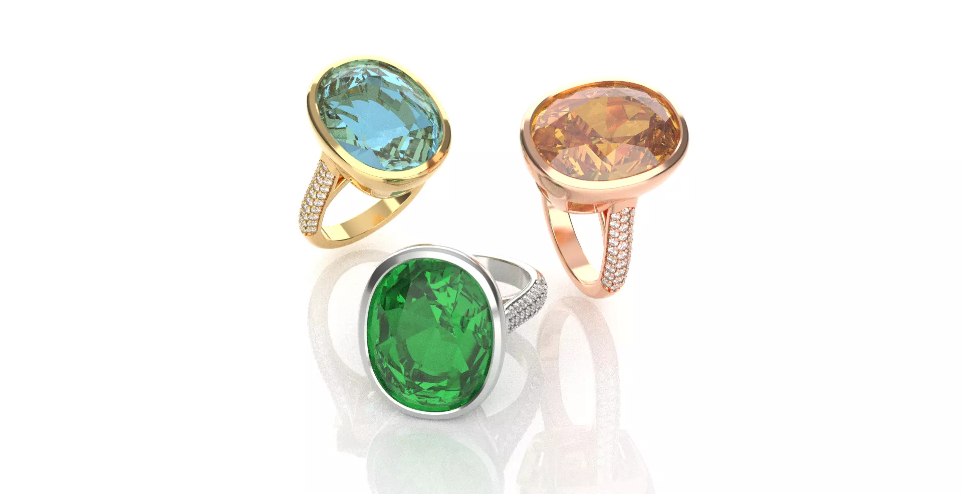 Bezel Set Oval Ring  3D print model_0