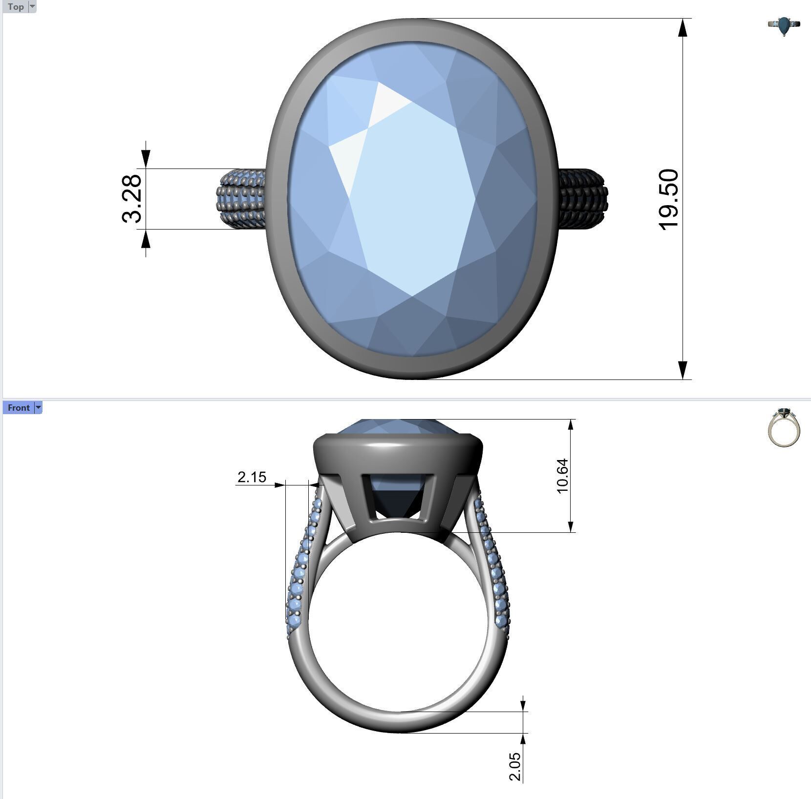 Bezel Set Oval Ring  3D print model_5
