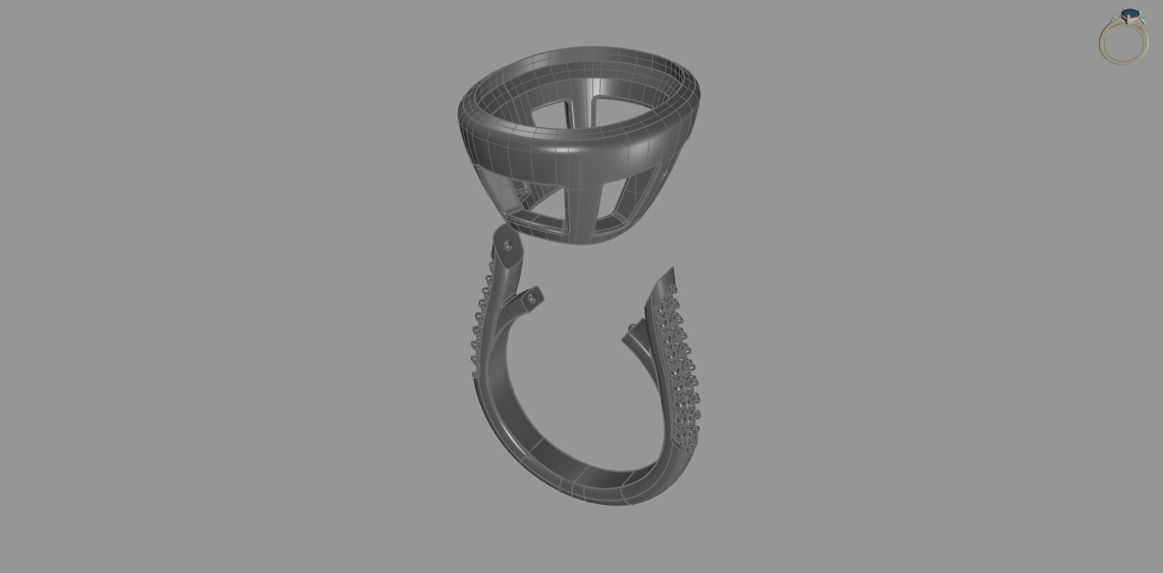 Bezel Set Oval Ring  3D print model_6