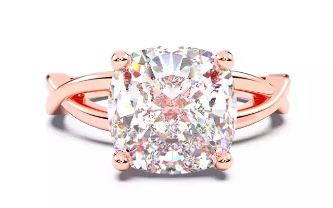 Cushion Diamond Solitaire Ring 3D print model 3D print model