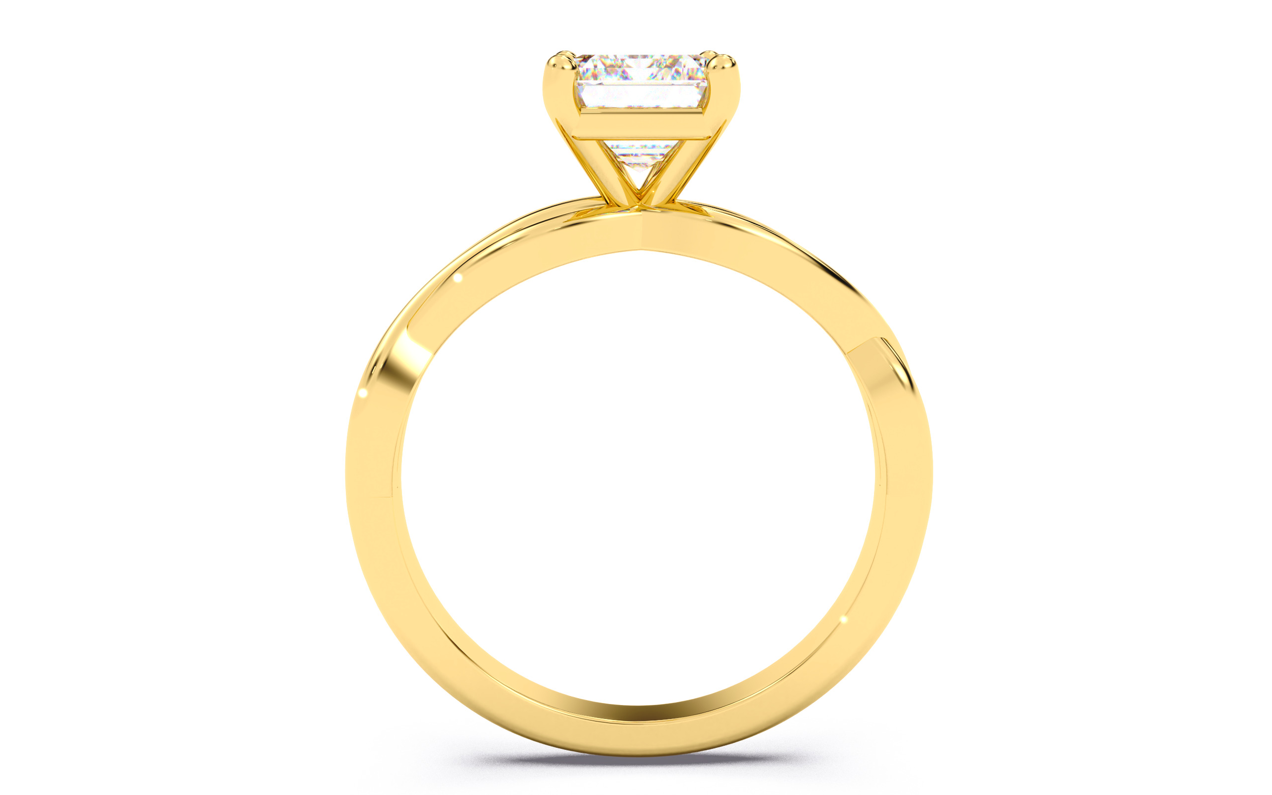 Emerald Diamond Solitaire Ring 3D print model 3D print model_5