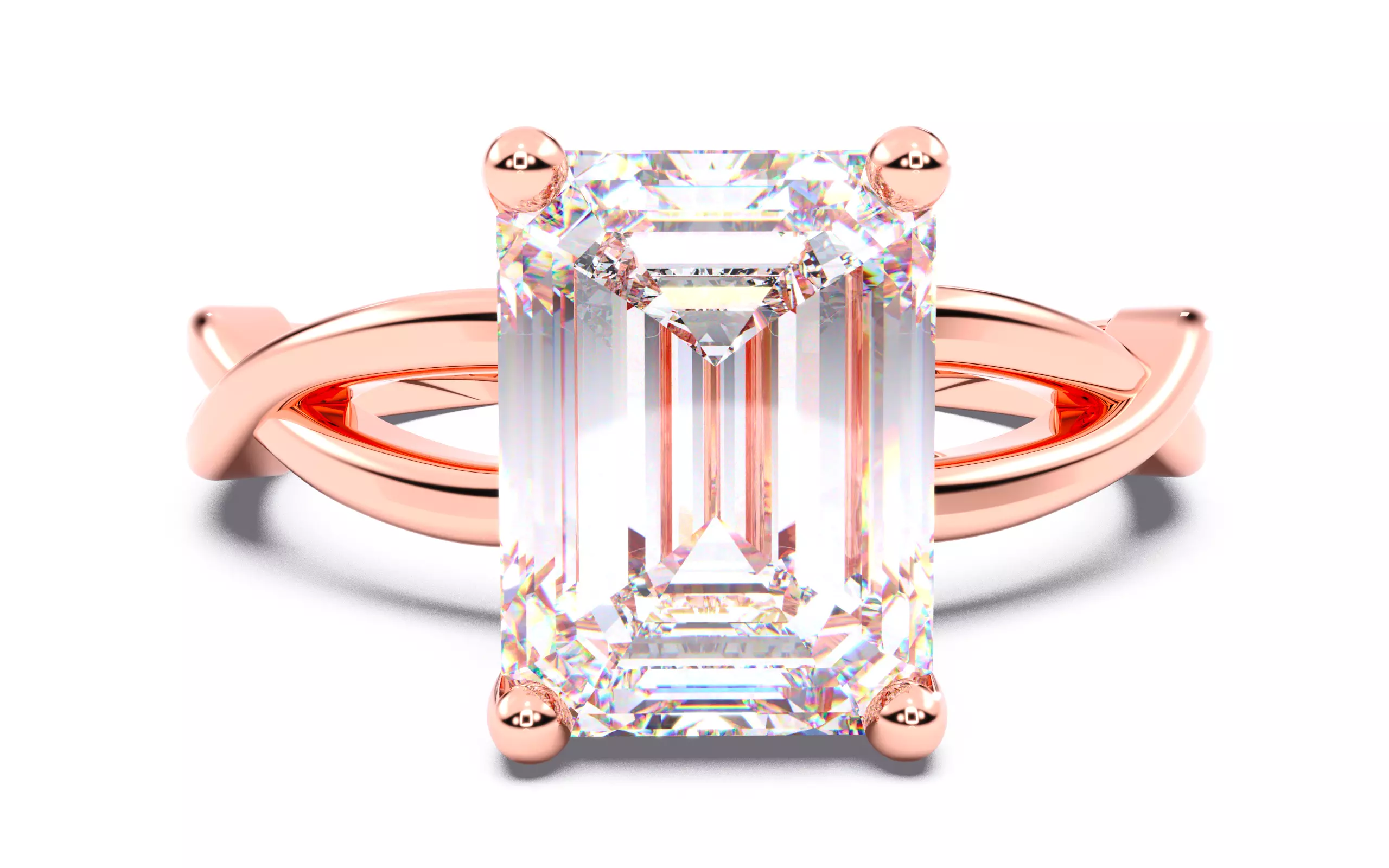 Emerald Diamond Solitaire Ring 3D print model 3D print model_0