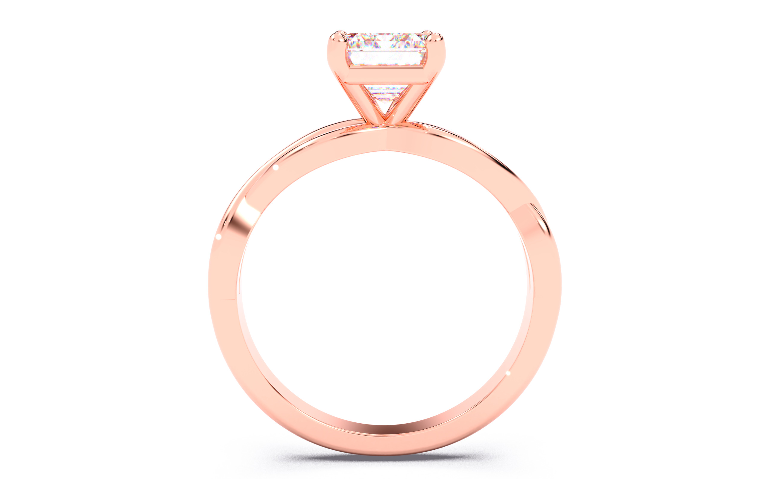 Emerald Diamond Solitaire Ring 3D print model 3D print model_23