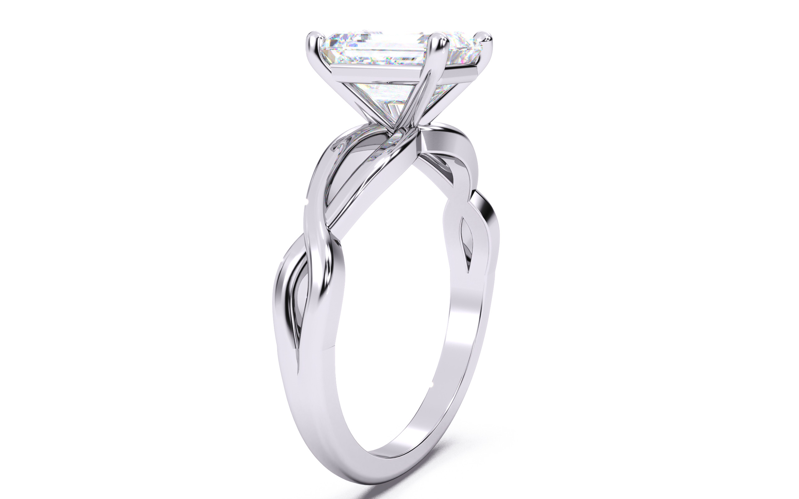 Emerald Diamond Solitaire Ring 3D print model 3D print model_16