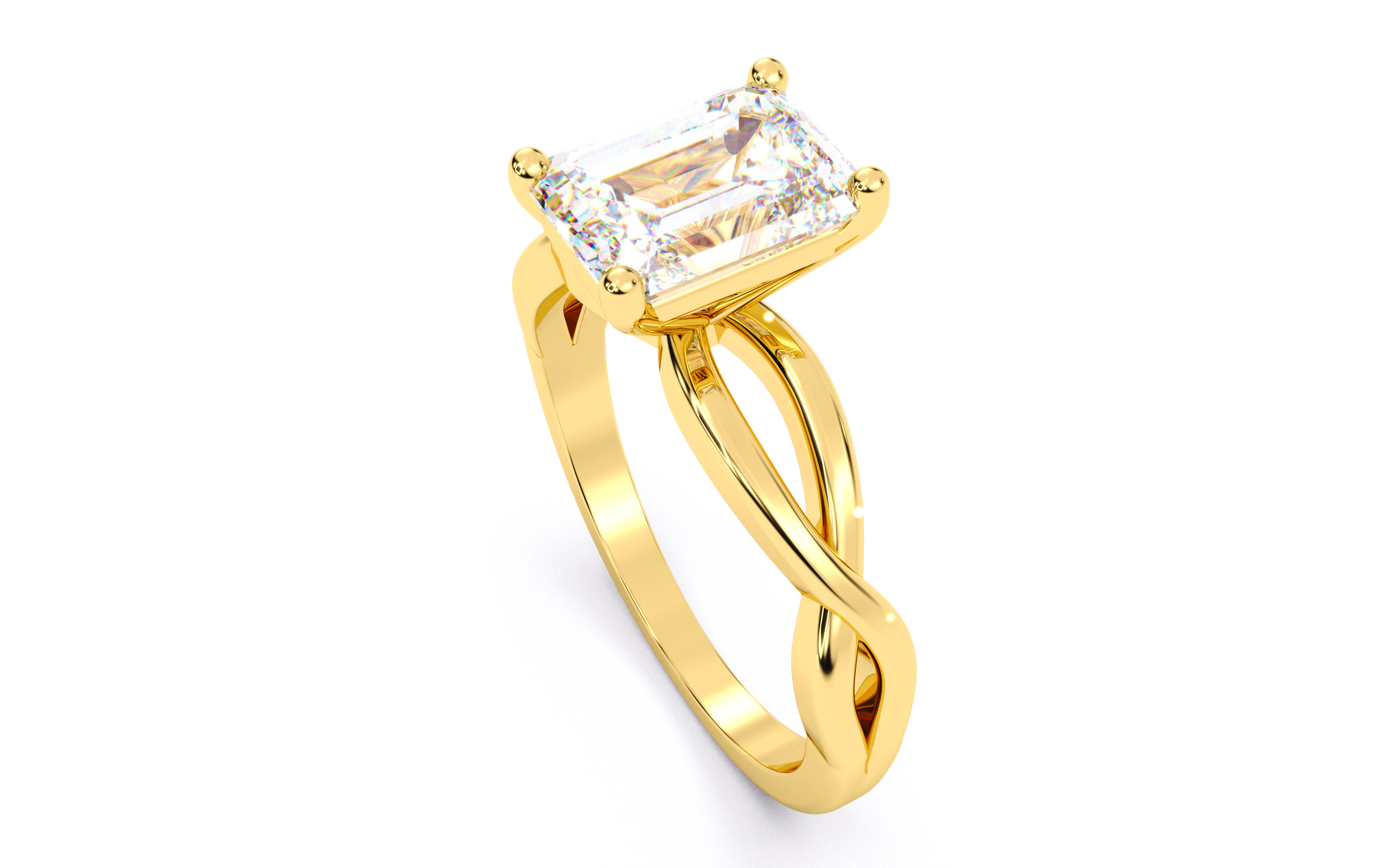 Emerald Diamond Solitaire Ring 3D print model 3D print model_6
