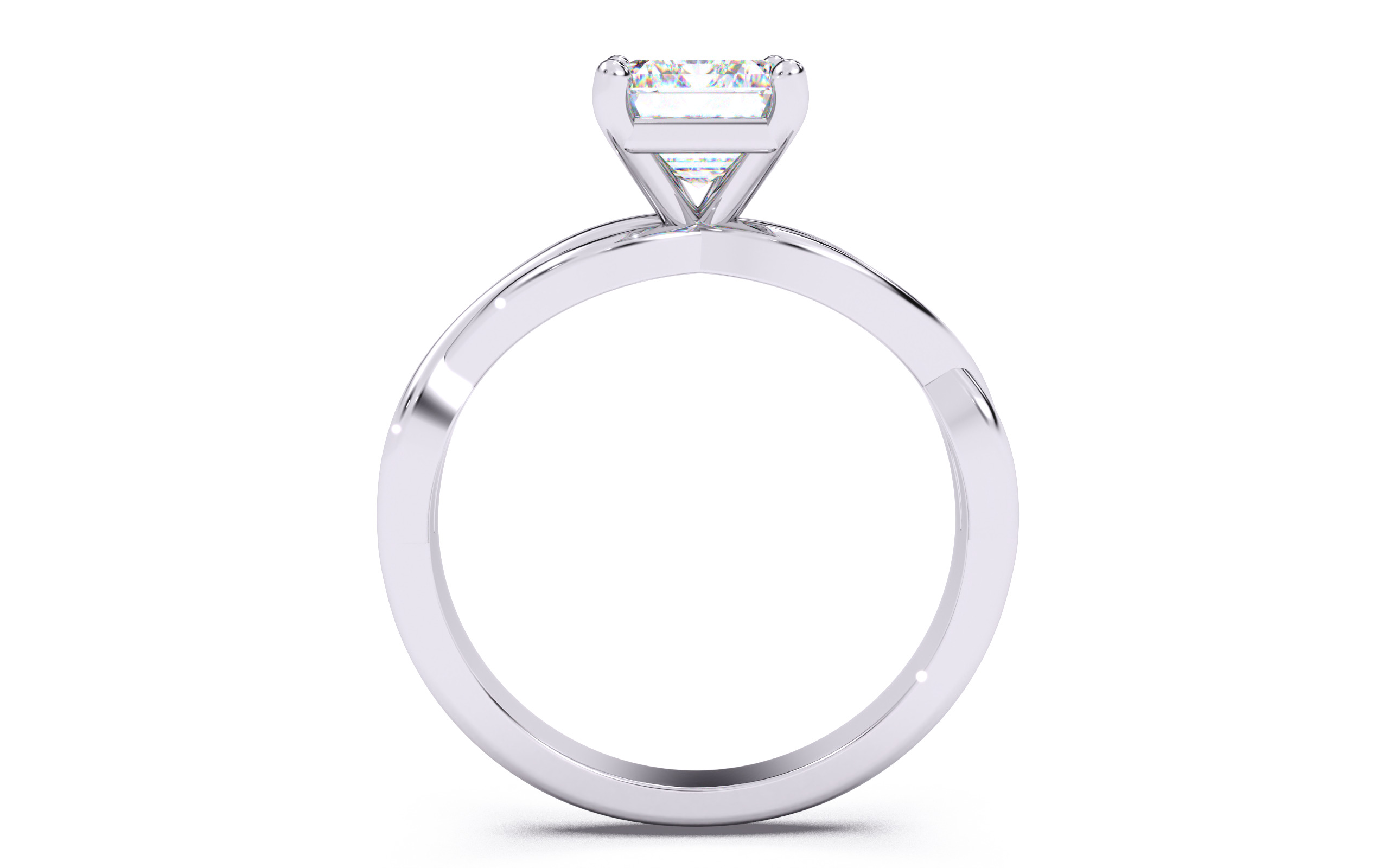 Emerald Diamond Solitaire Ring 3D print model 3D print model_3